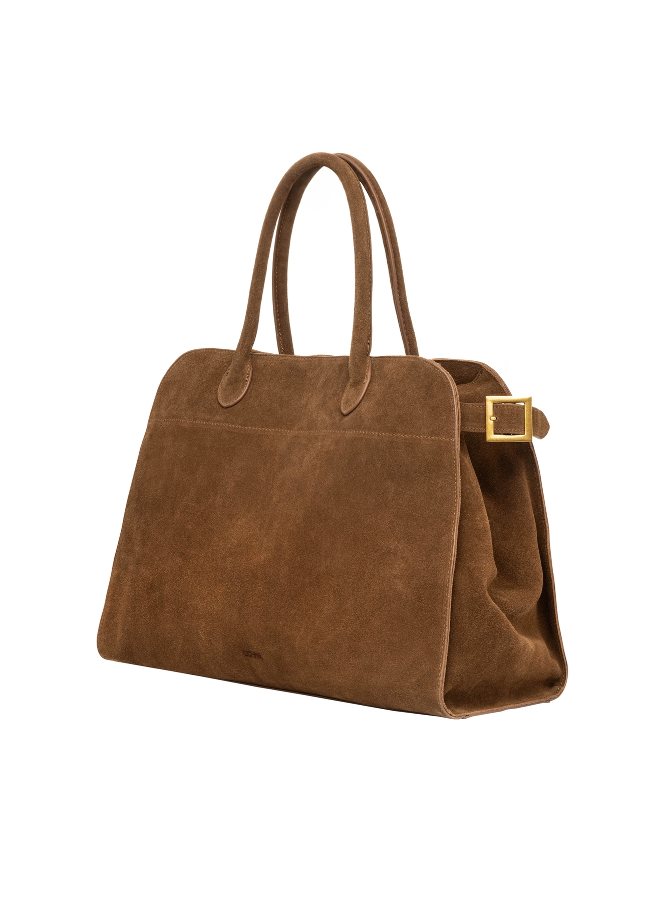 Cognac leather women's shopper bag TORES-1412-1F(Z26). Side view, diagonal, on a white background.