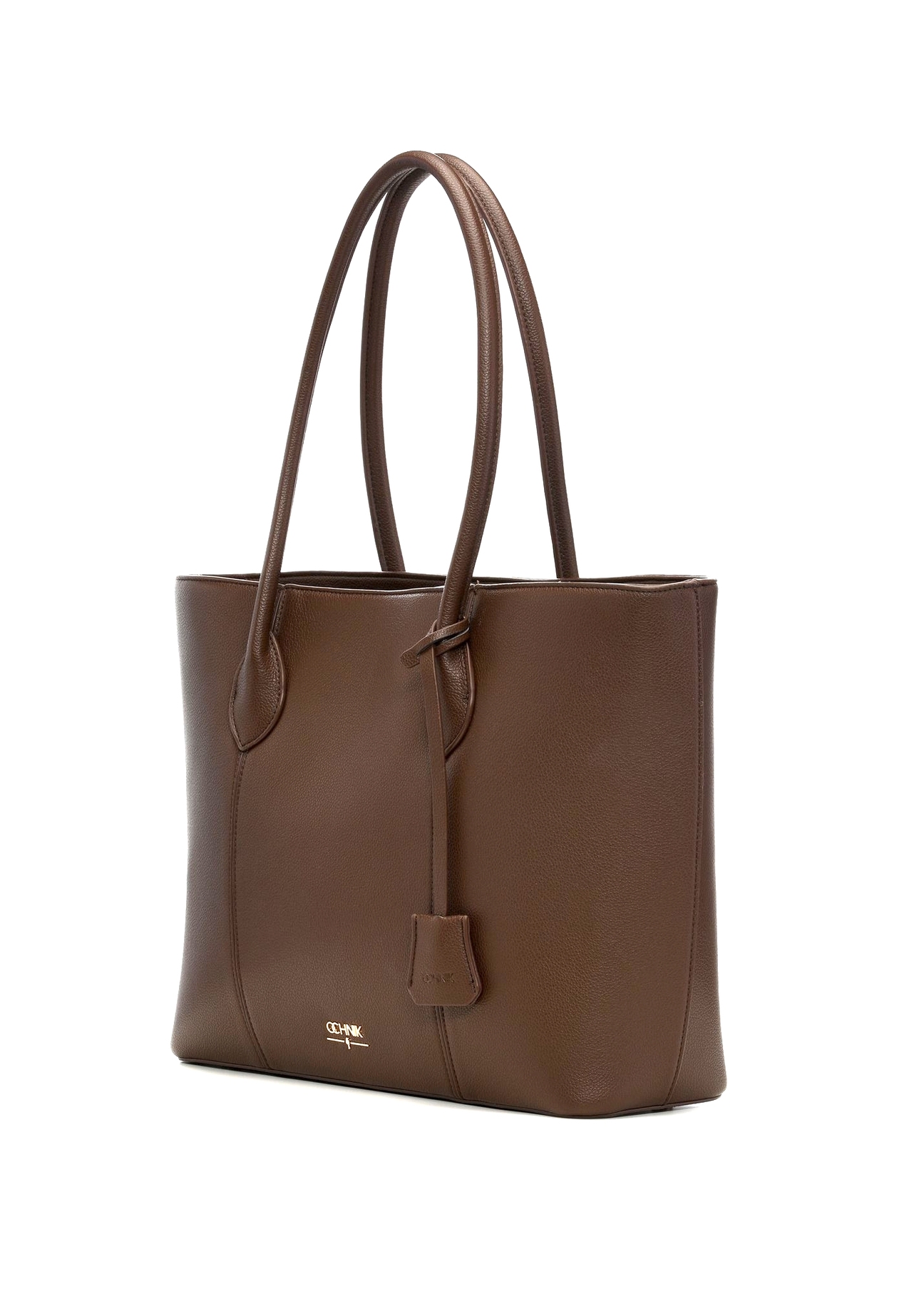 Brown women's shopper bag TOREC-1241-1H(Z26), diagonal product view on a white background.