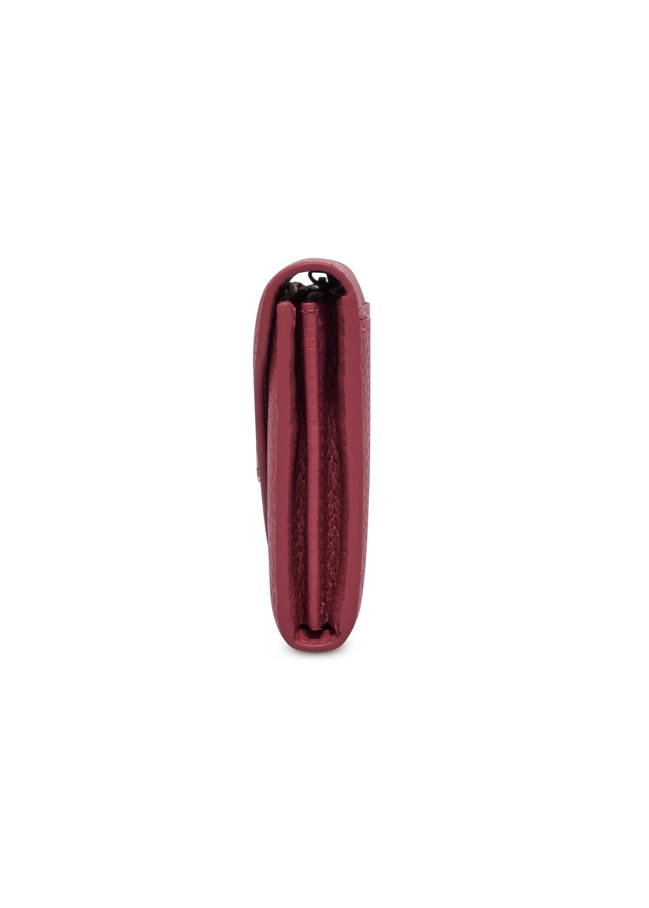 Large pink leather women's wallet PORES-1016-5B(Z26), side product view on white background.
