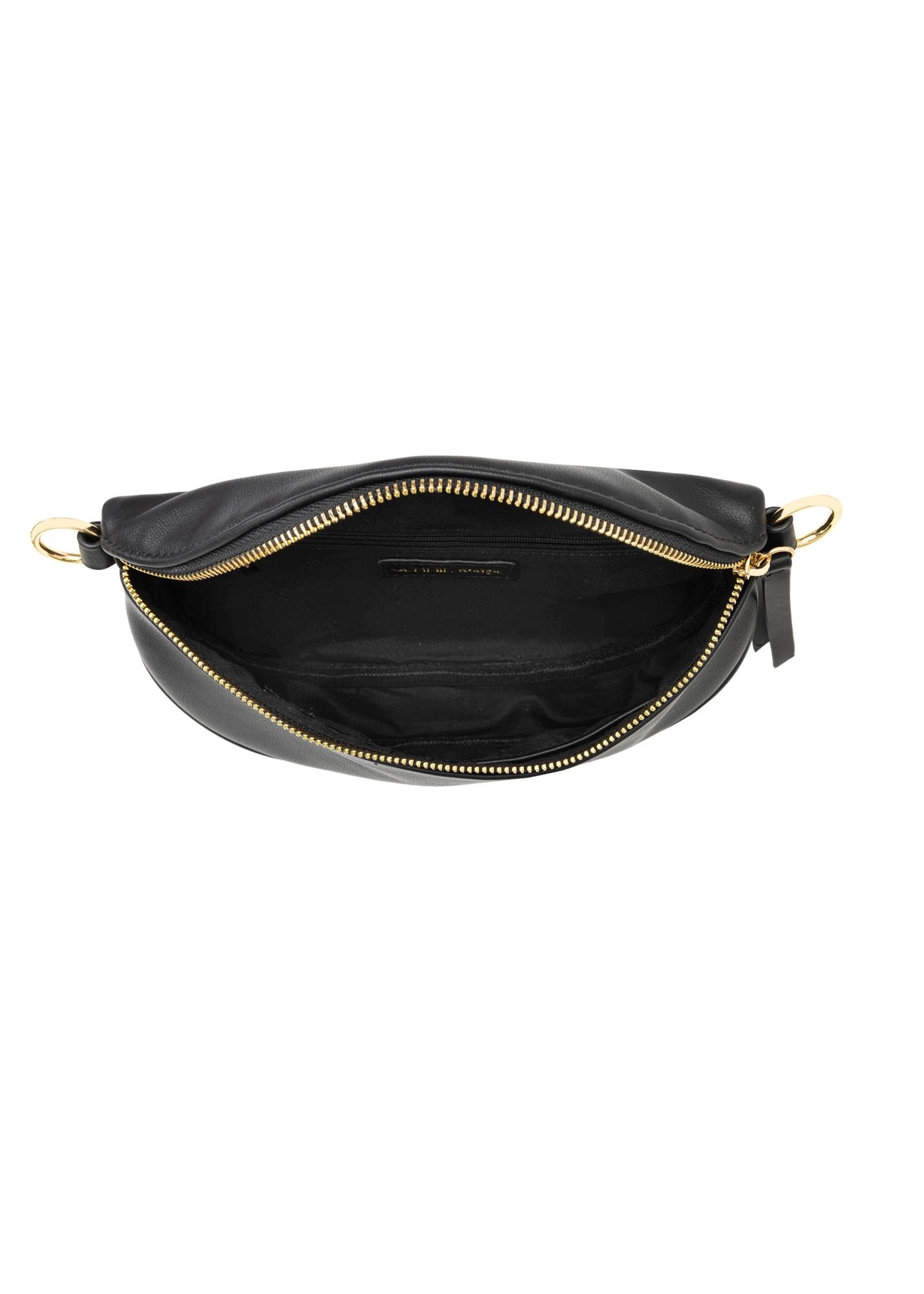 Black women's waist bag TOREC-1191-99(W26) - top view of the product on a white background.