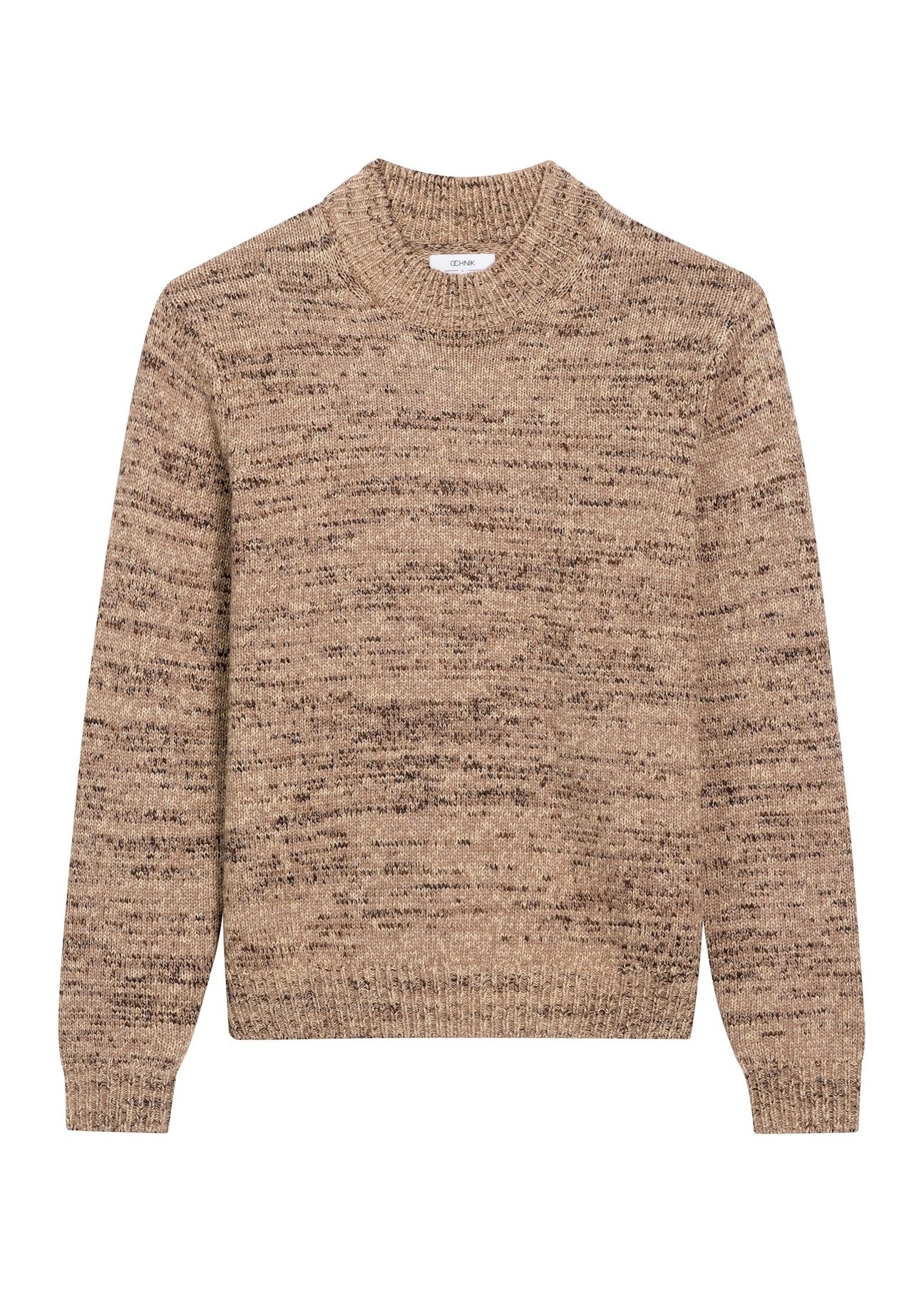 Brown men's sweater SWEMT-0194-1K(Z26), front product view on white background.