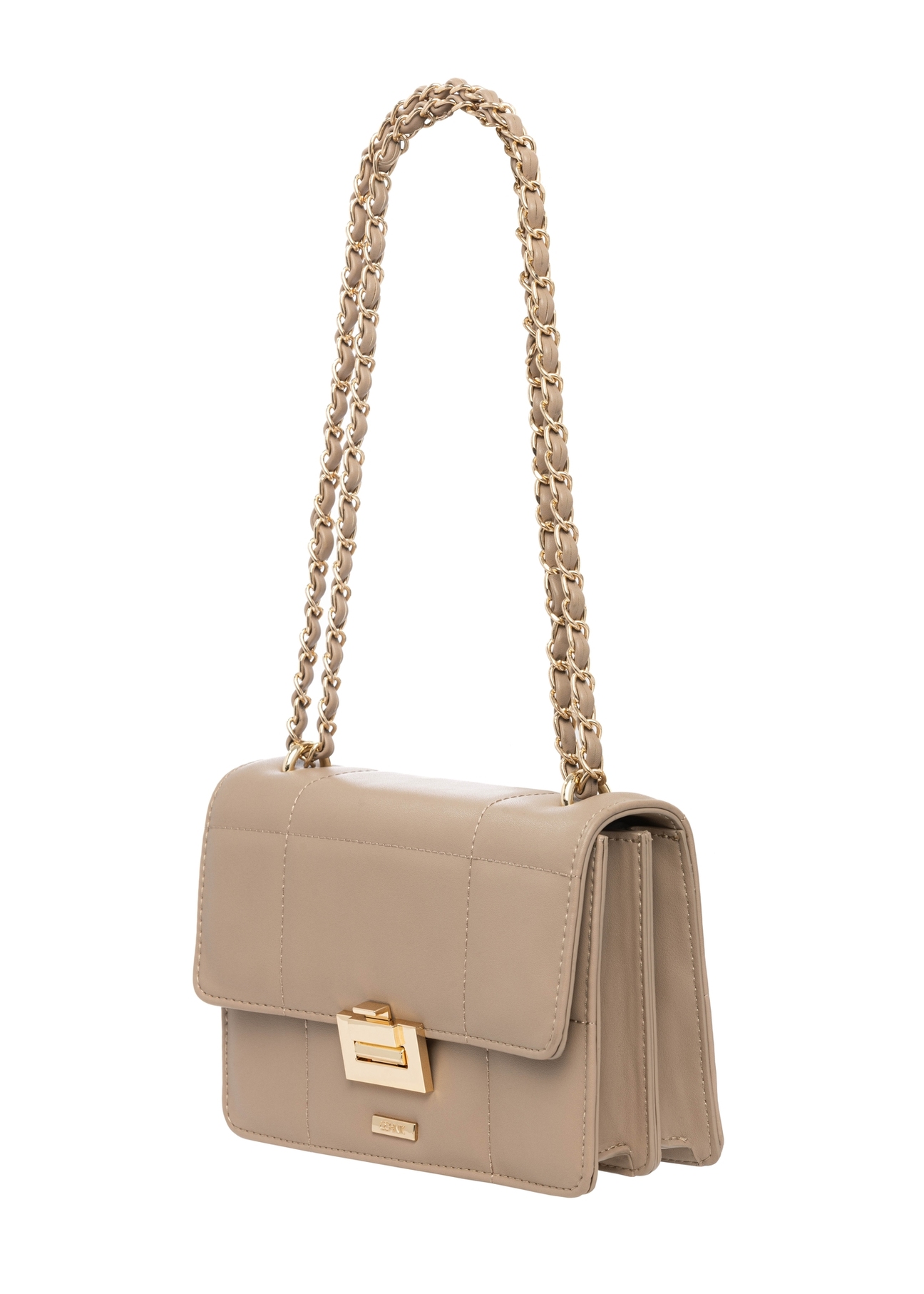 Small camel-colored women's handbag TOREC-1186-1D(W26) - diagonal product view, on a white background.