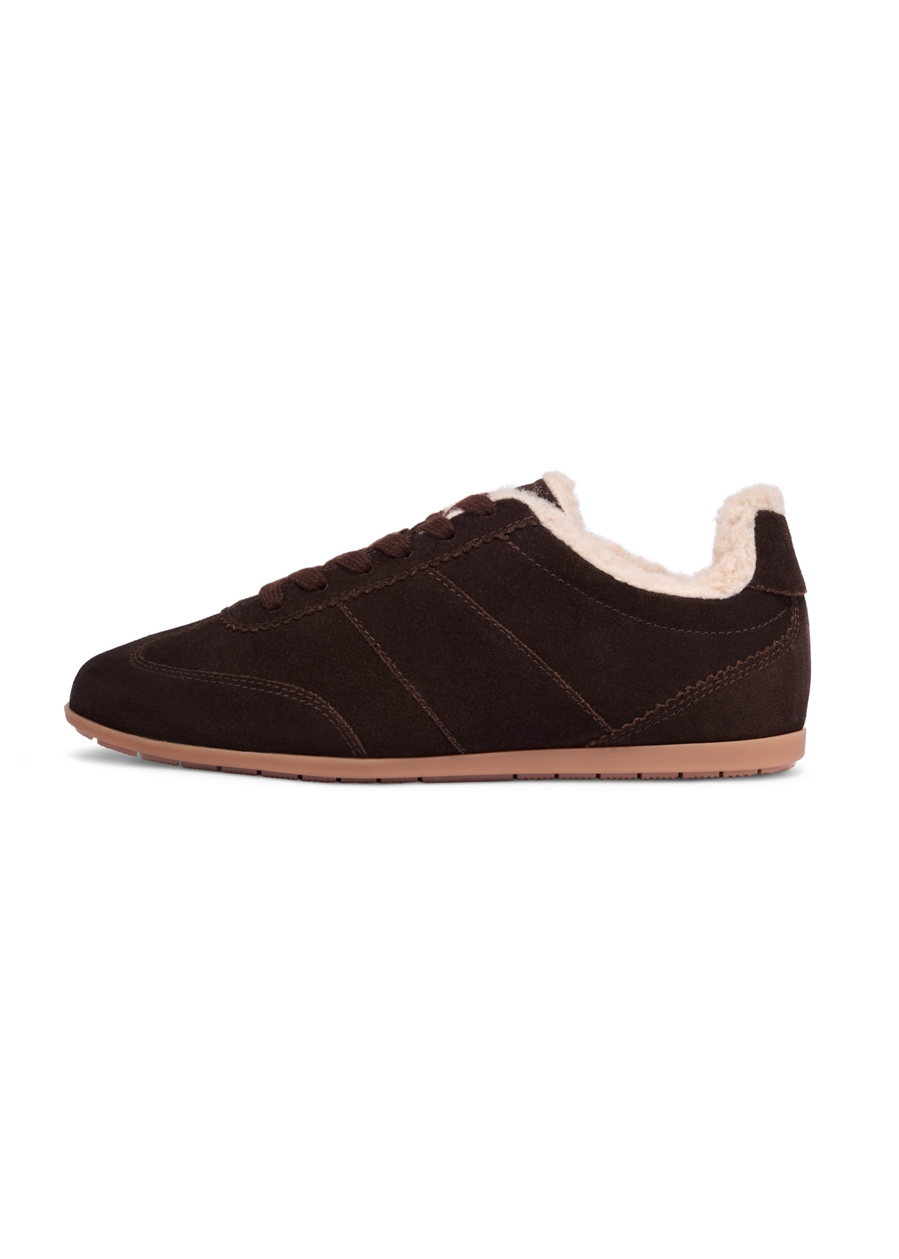 Women's dark brown suede sneakers BUTYD-1292-1I(Z26), side view of the product on a white background.