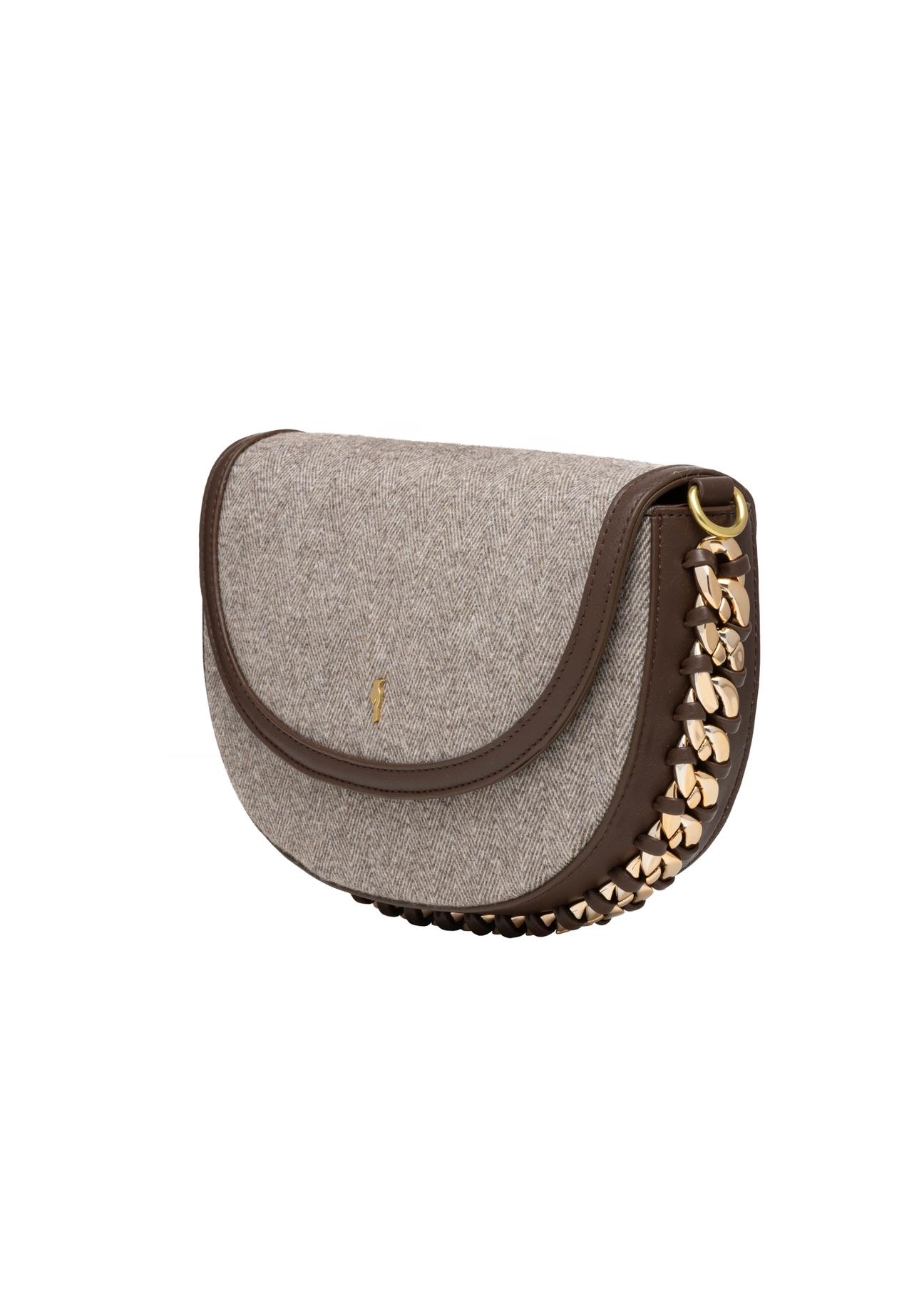 Beige women's herringbone shoulder bag TOREC-1329-1P(Z26), diagonal product view on white background.