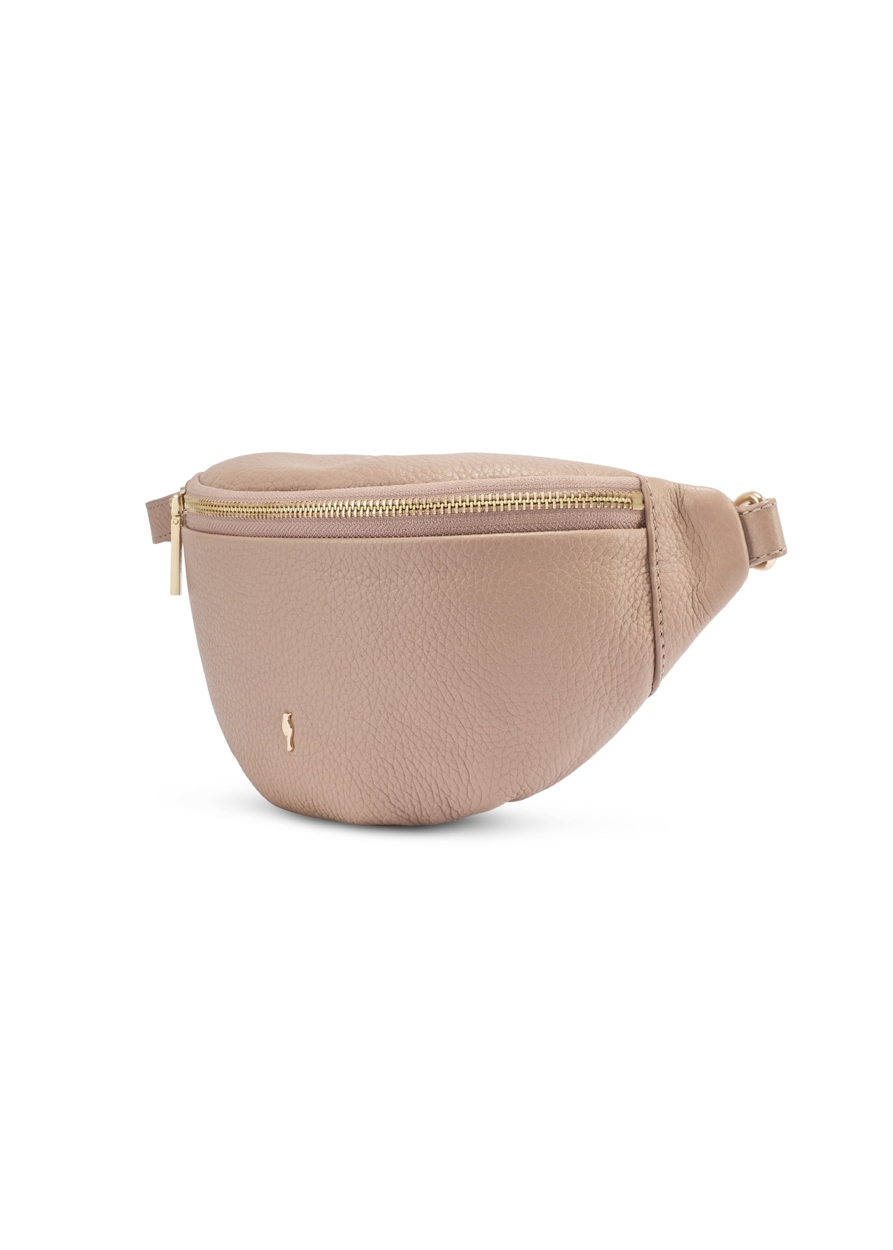 Women's pink leather waist bag TORES-0894E-5D(W26), diagonal product view on a white background.