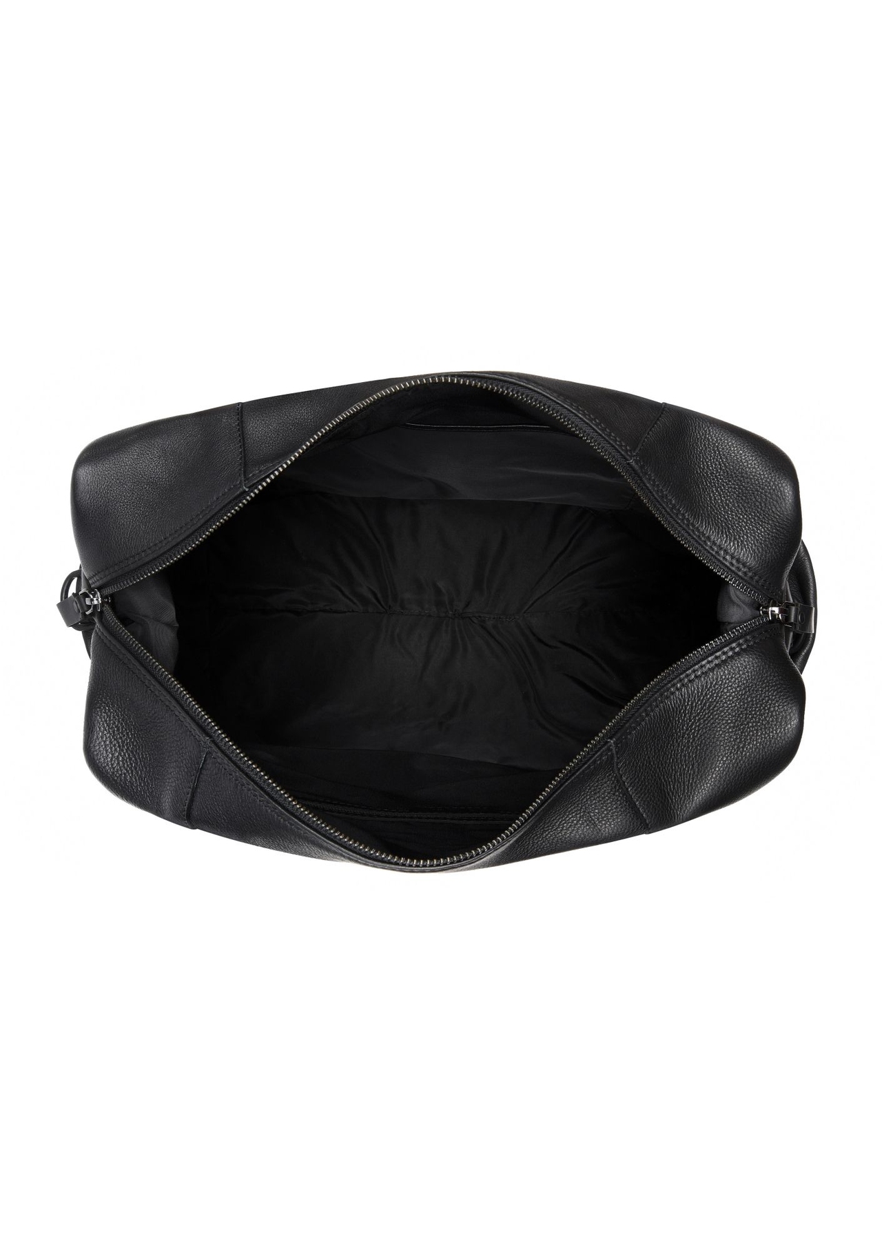 Men's black leather travel bag TORMS-0421A-99(Z25) - product view from above on white background.