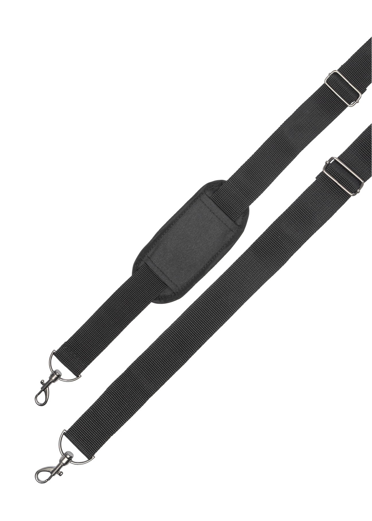 Black large cosmetic bag WALNY-0045-99-14(W26), view of the product strap on a white background.