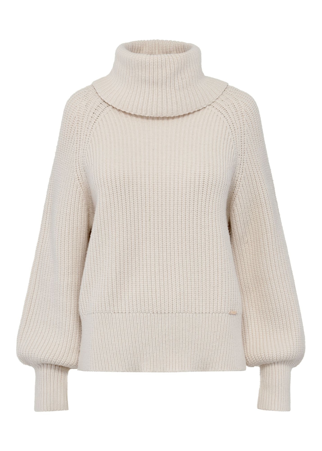 Beige women's turtleneck sweater SWEDT-0208-80(Z24)-04