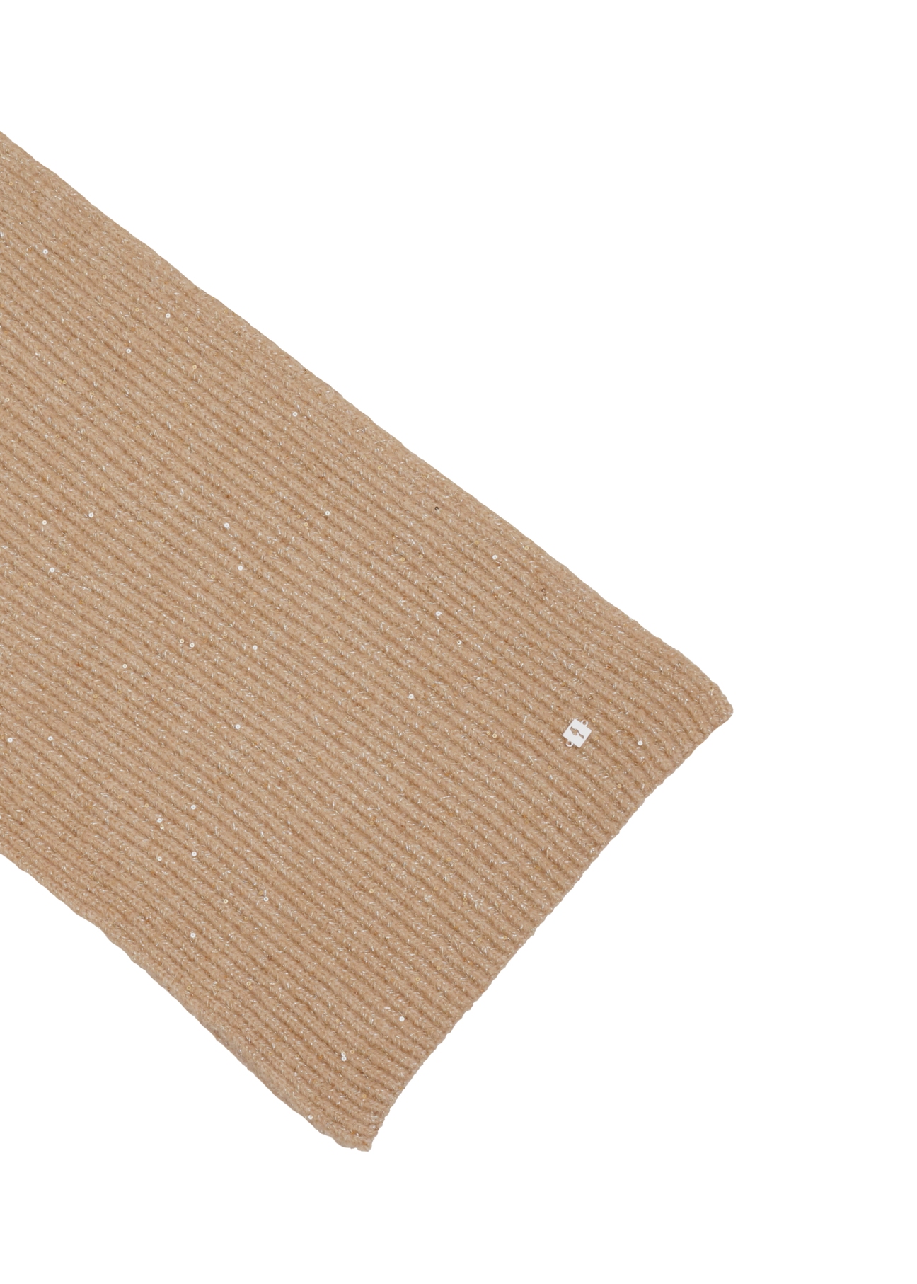 Women's camel scarf with sequins SZADT-0225-1D(Z26), close-up of the product detail on a white background.