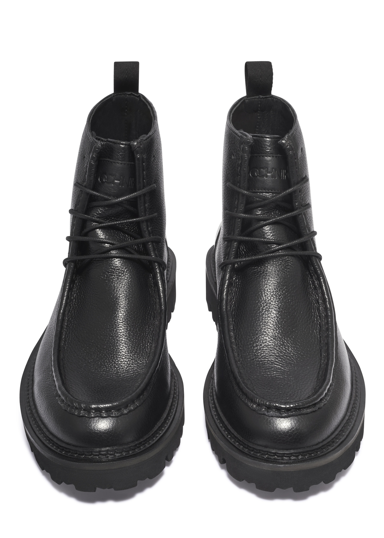 Black men's leather ankle boots BUTYM-0578-9I(Z26), front product view on white background.