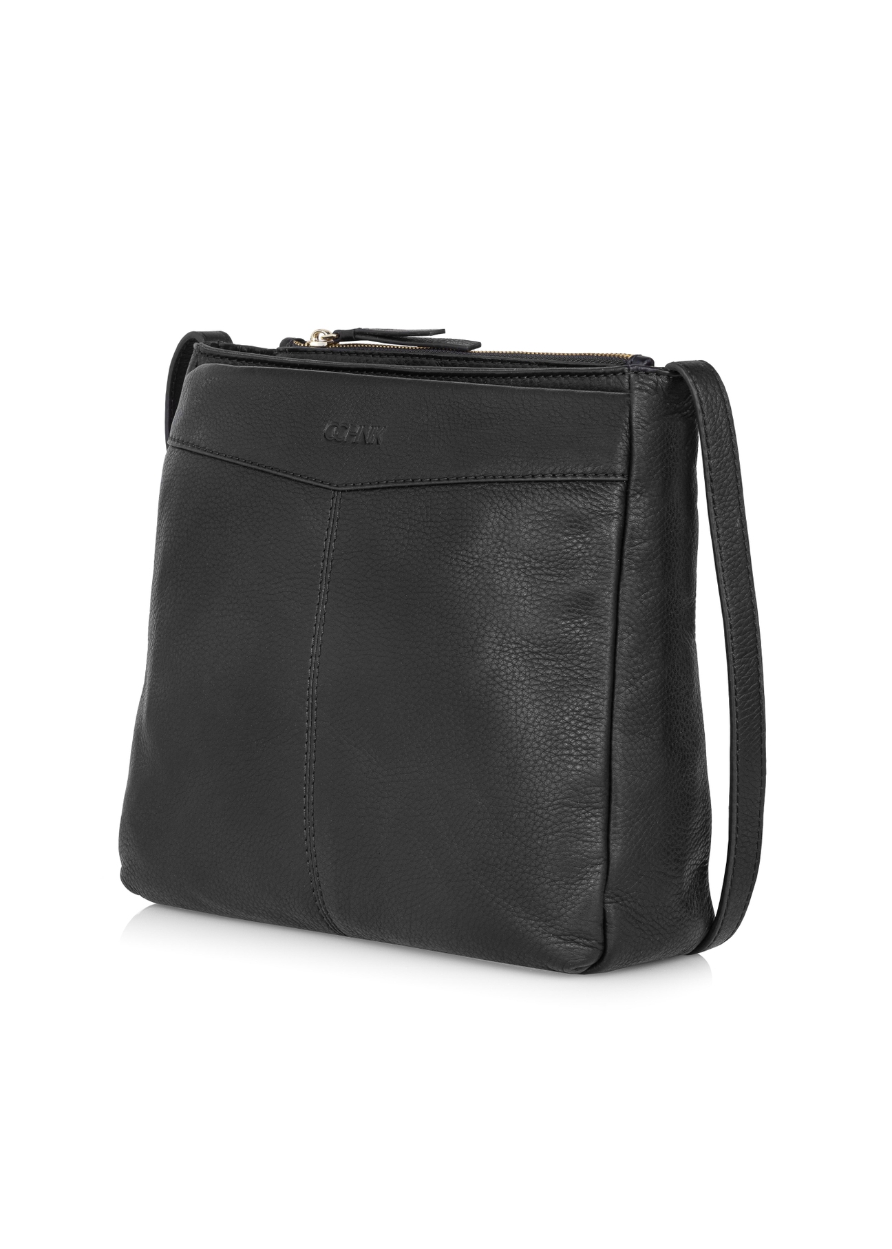 Women's black leather postbag TORES-0992-99(W24)-02