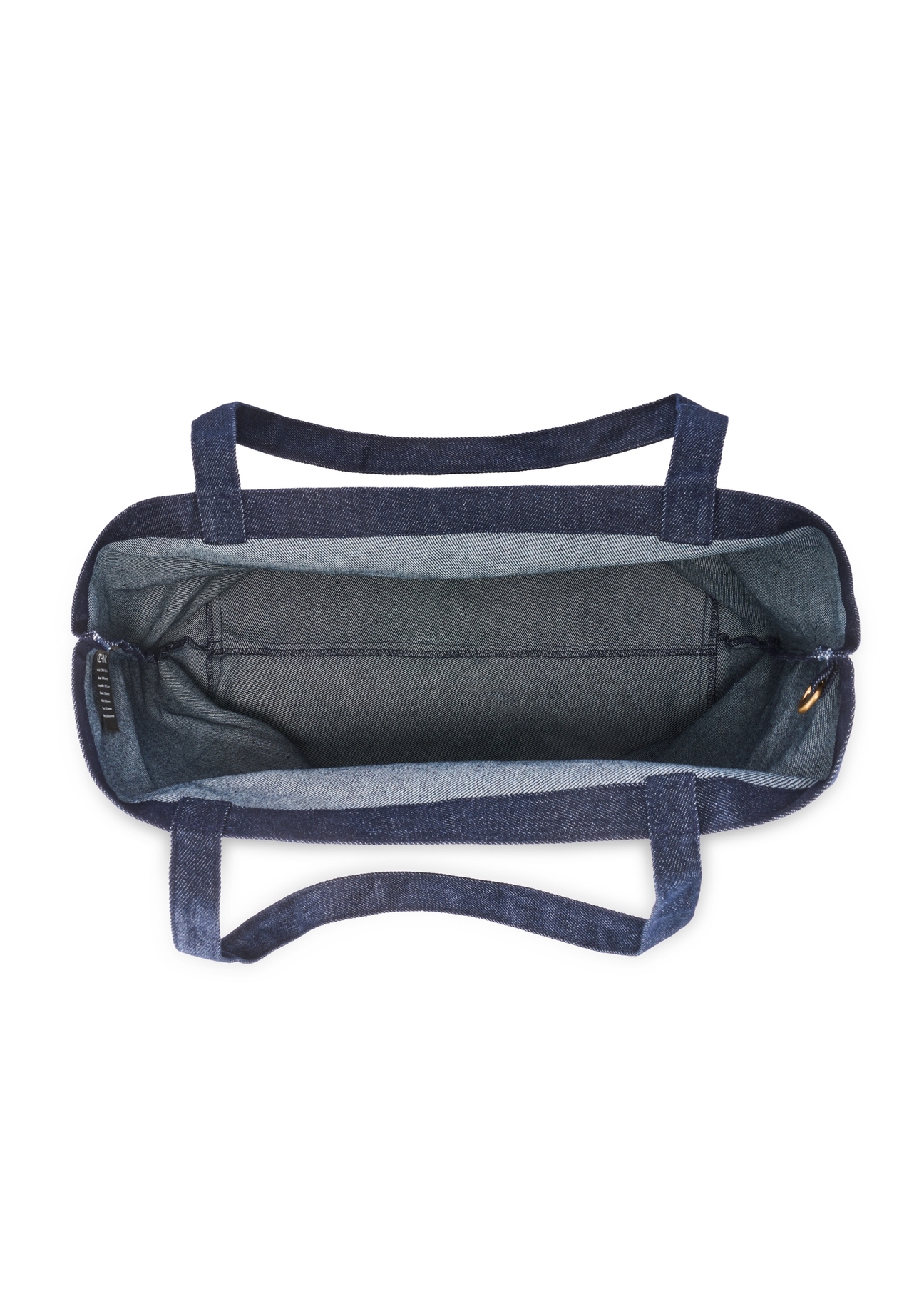 Denim shopper bag TOREN-0334-7H(W26), product view inside on white background.