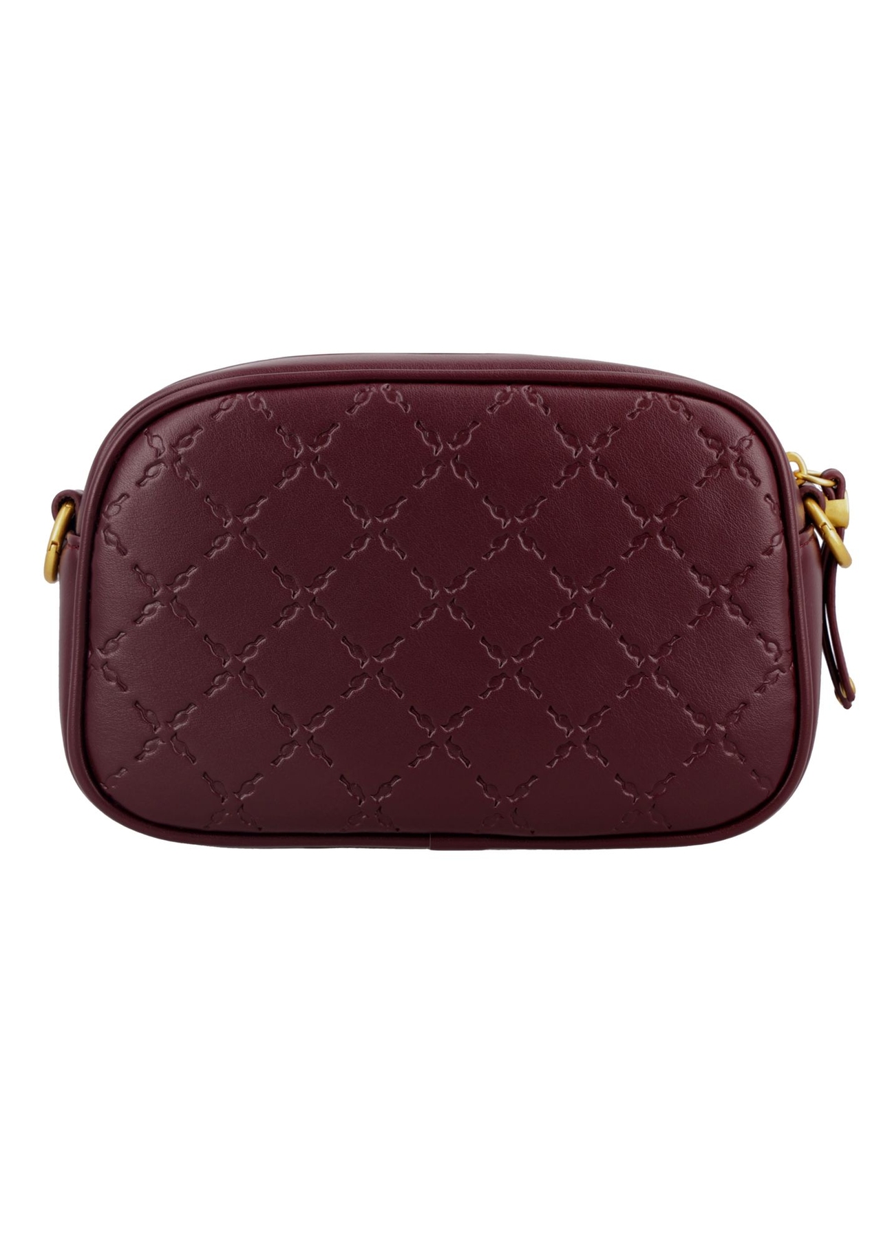 Burgundy small women's handbag TOREC-1285-4P(Z26) - product view from the back, on a white background.