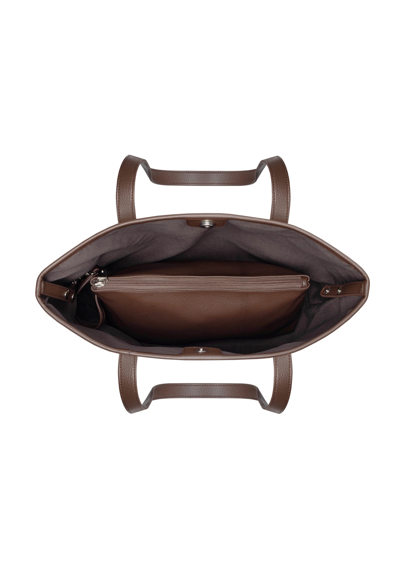Women's brown shopper bag TOREC-0816-1H(Z26), product view inside on a white background.