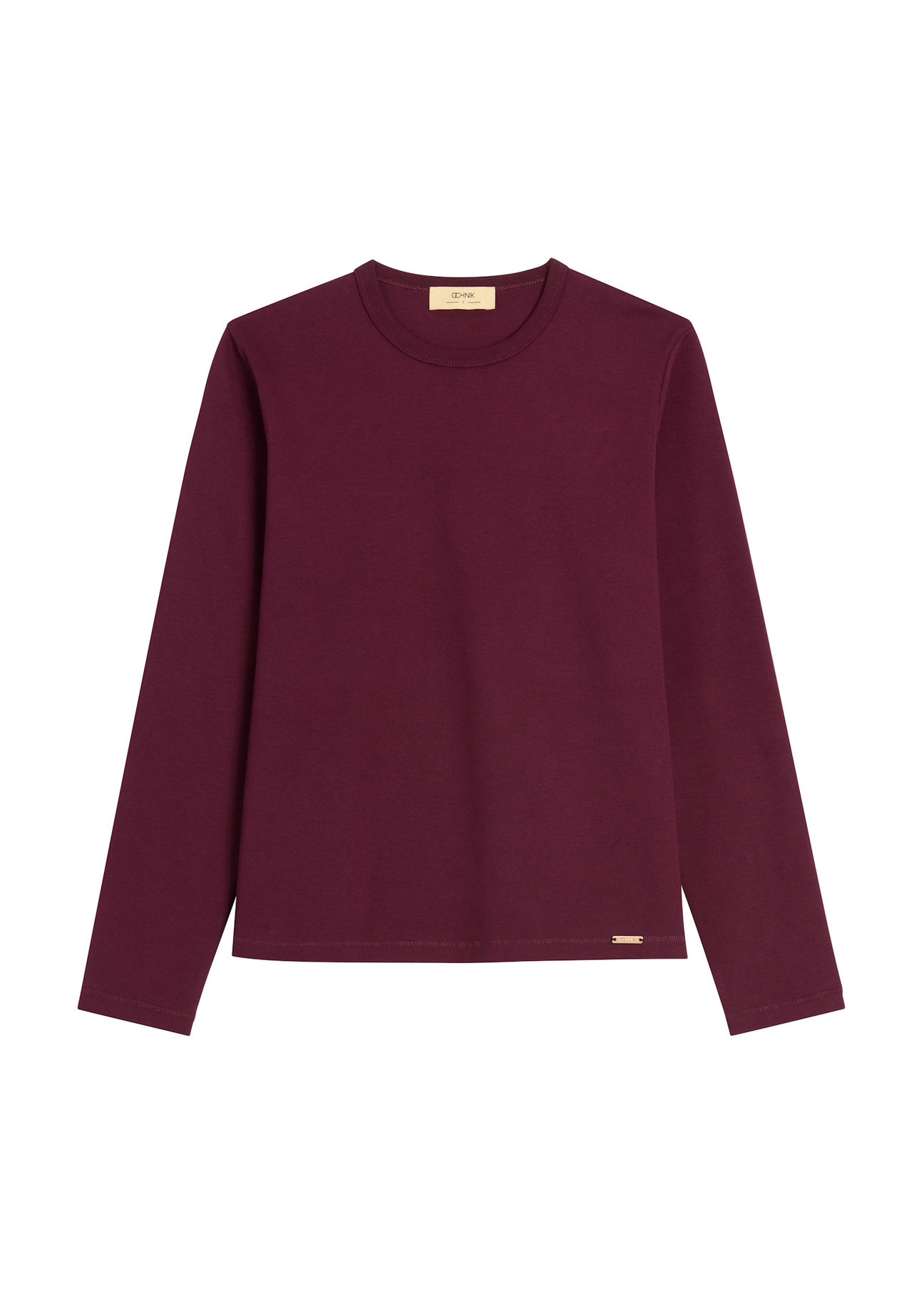 Women's burgundy cotton longsleeve LSLDT-0052-4D(Z26) - front product view, on a white background.