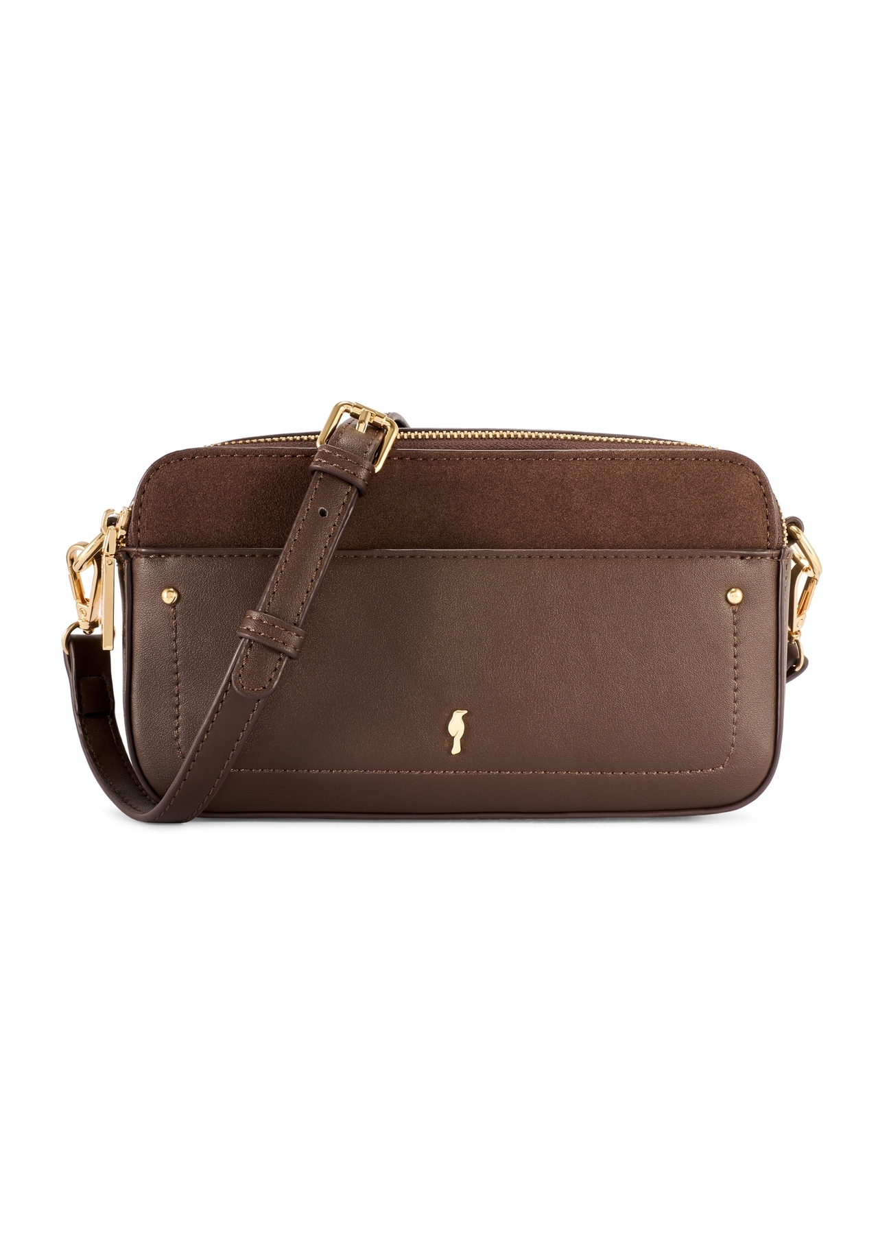 Small brown women's handbag TOREC-1173-1I(W26), front product view on white background.