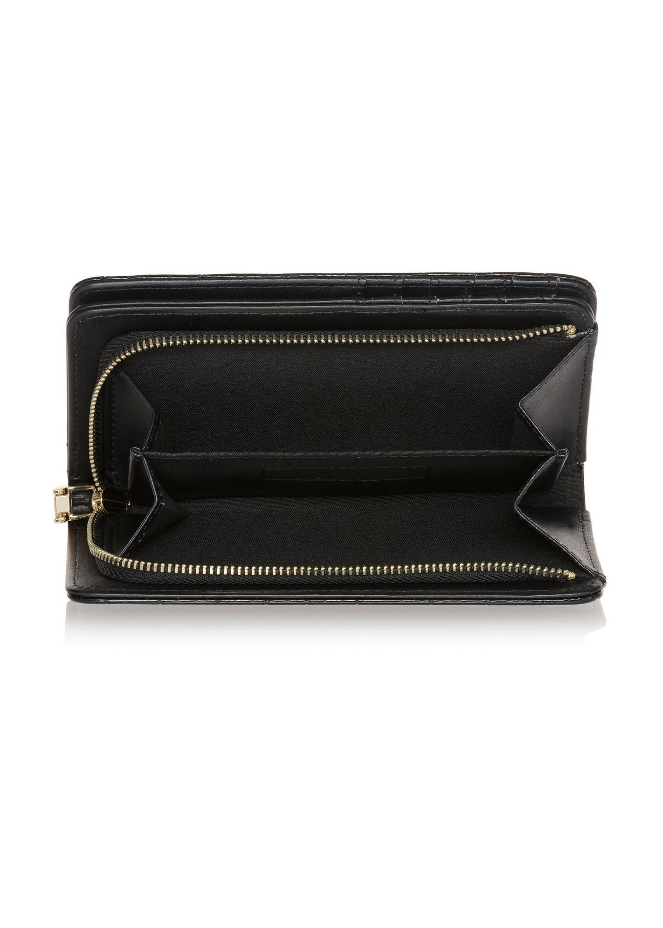 Black croco women's wallet POREC-0353A-9G(Z26)product view inside on white background.