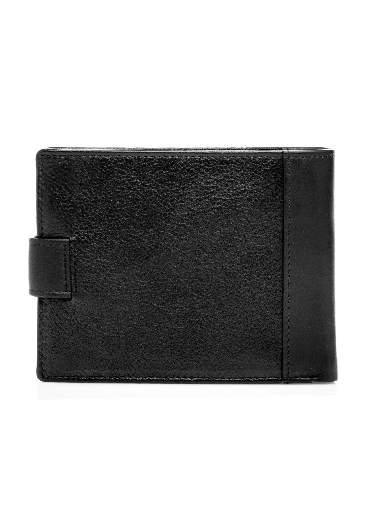 Black men's leather wallet PORMS-0680-99(W26), product view from the back on a white background.