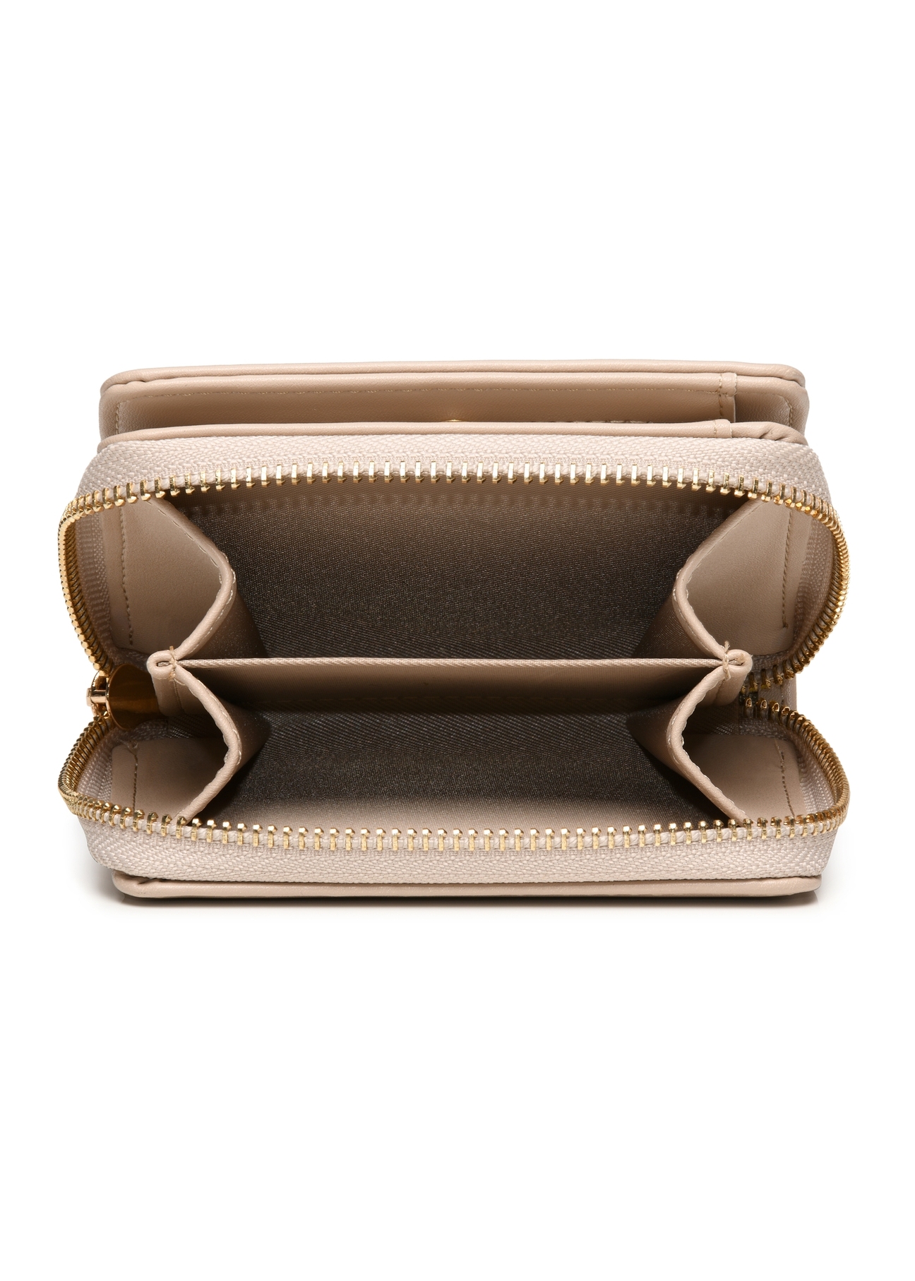 Beige small women's wallet POREC-0399A-81(Z25), product view from above on a white background.