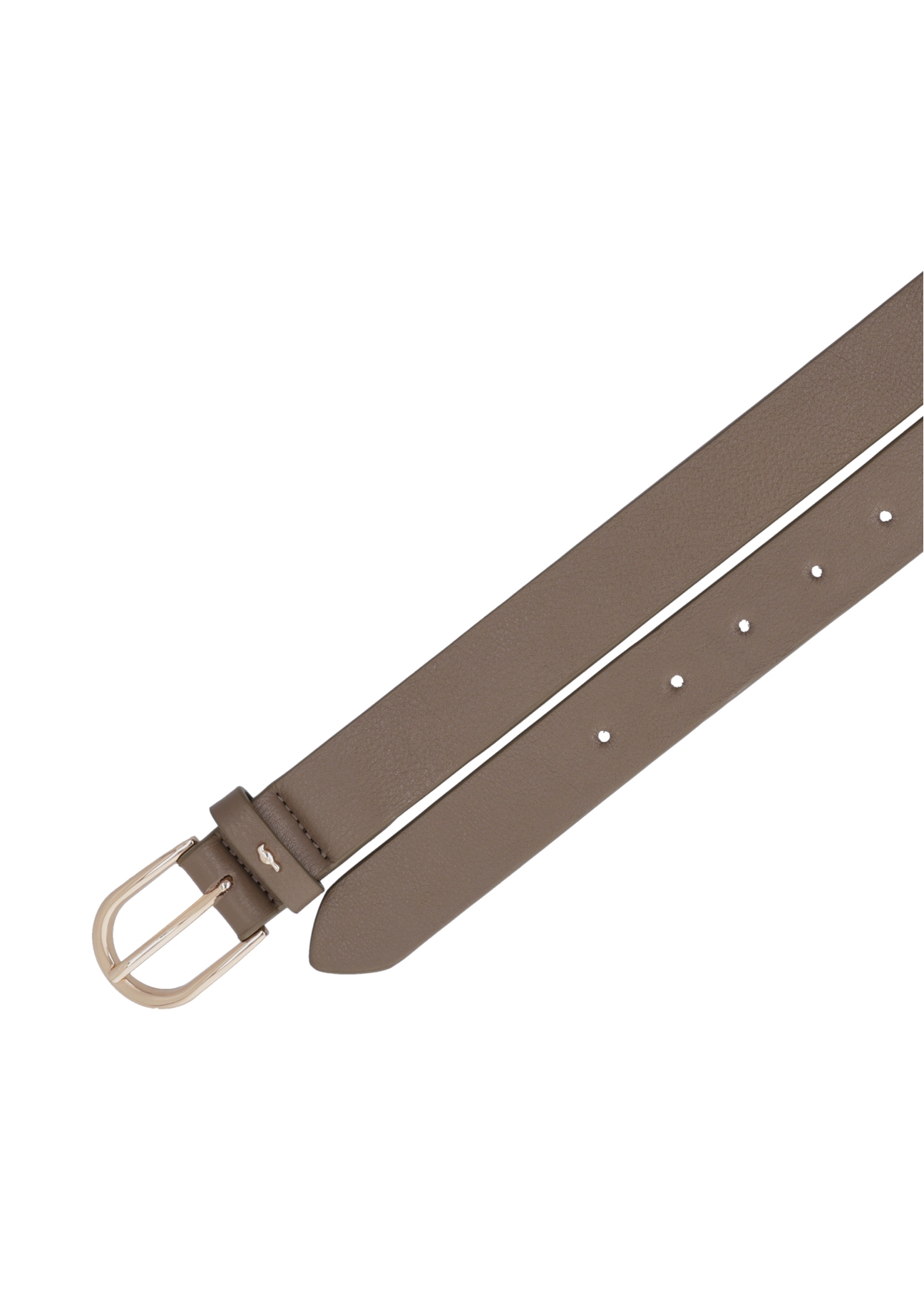 Dark beige leather women's belt PASDS-0345-1K(Z26), product view from above on white background.