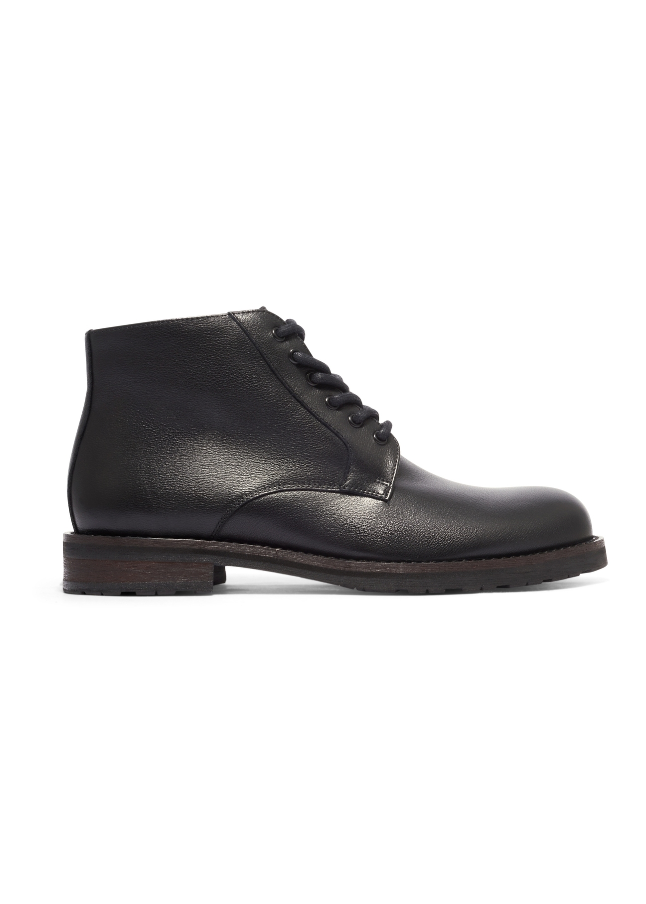 Men's black leather ankle boots BUTYM-0554-99(Z26), side view of the product on a white background.
