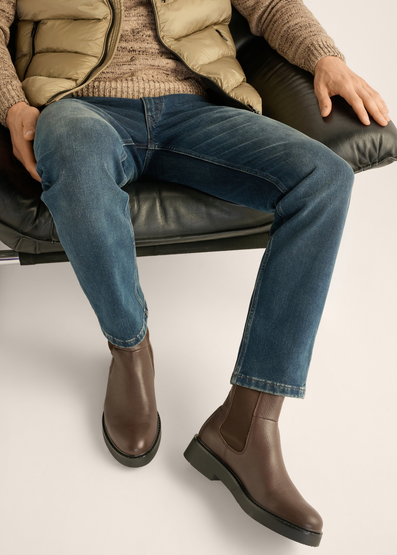 Dark brown leather men's Chelsea boots BUTYM-0462-1I(Z26)