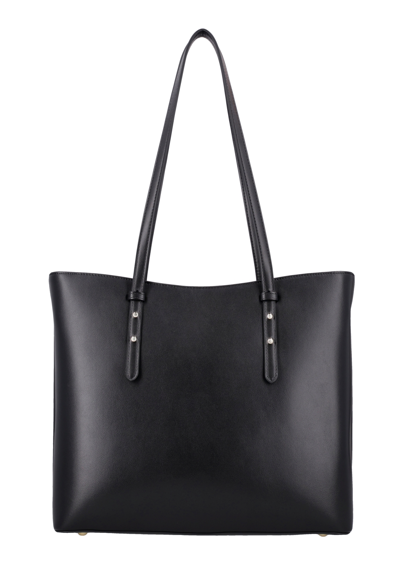 Large black women's shopper bag TOREC-1309-99(Z26), rear view of the product on a white background.