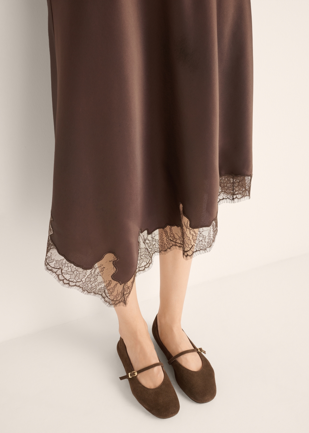Dark brown suede women's ballet flats BUTYD-1309-1I(Z26)