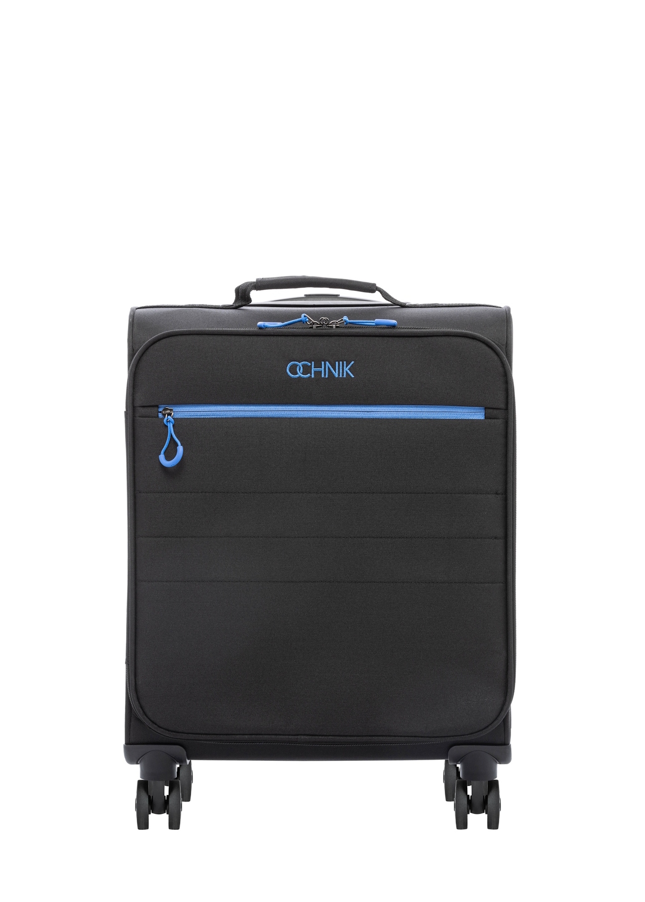 Small suitcase on wheels WALNY-0045-99-19(W26), front view of the product on a white background.