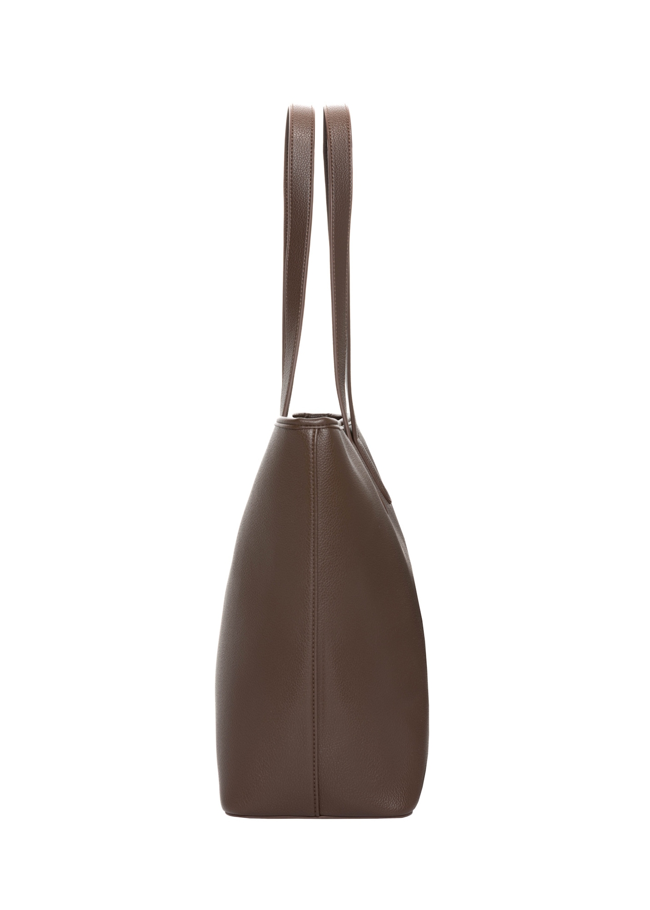 Women's brown shopper bag TOREC-0816-1H(Z26), side view of the product on a white background.