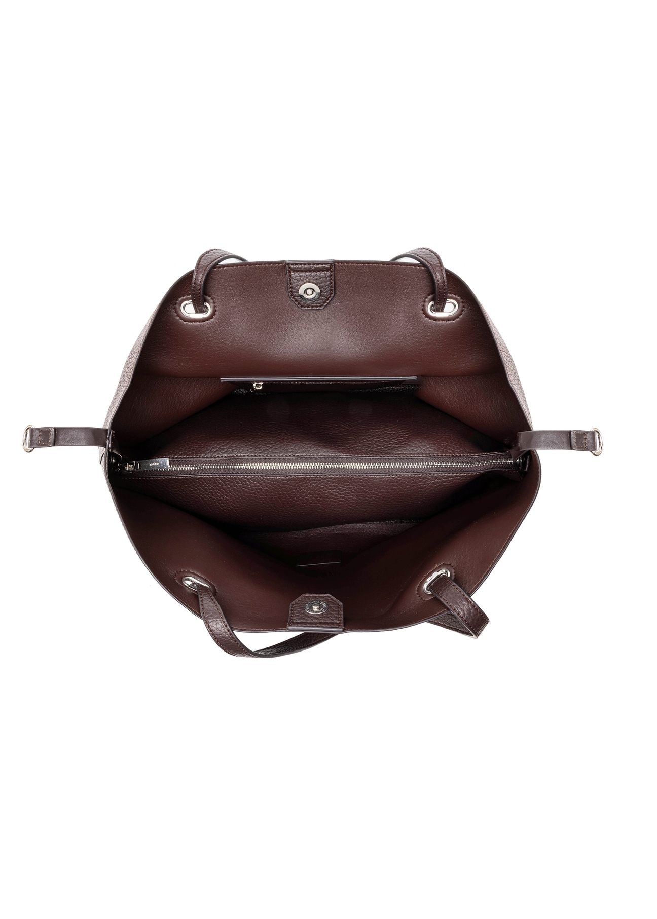 Large brown shopper bag TOREC-0995A-89(Z25), product view from the inside on a white background.