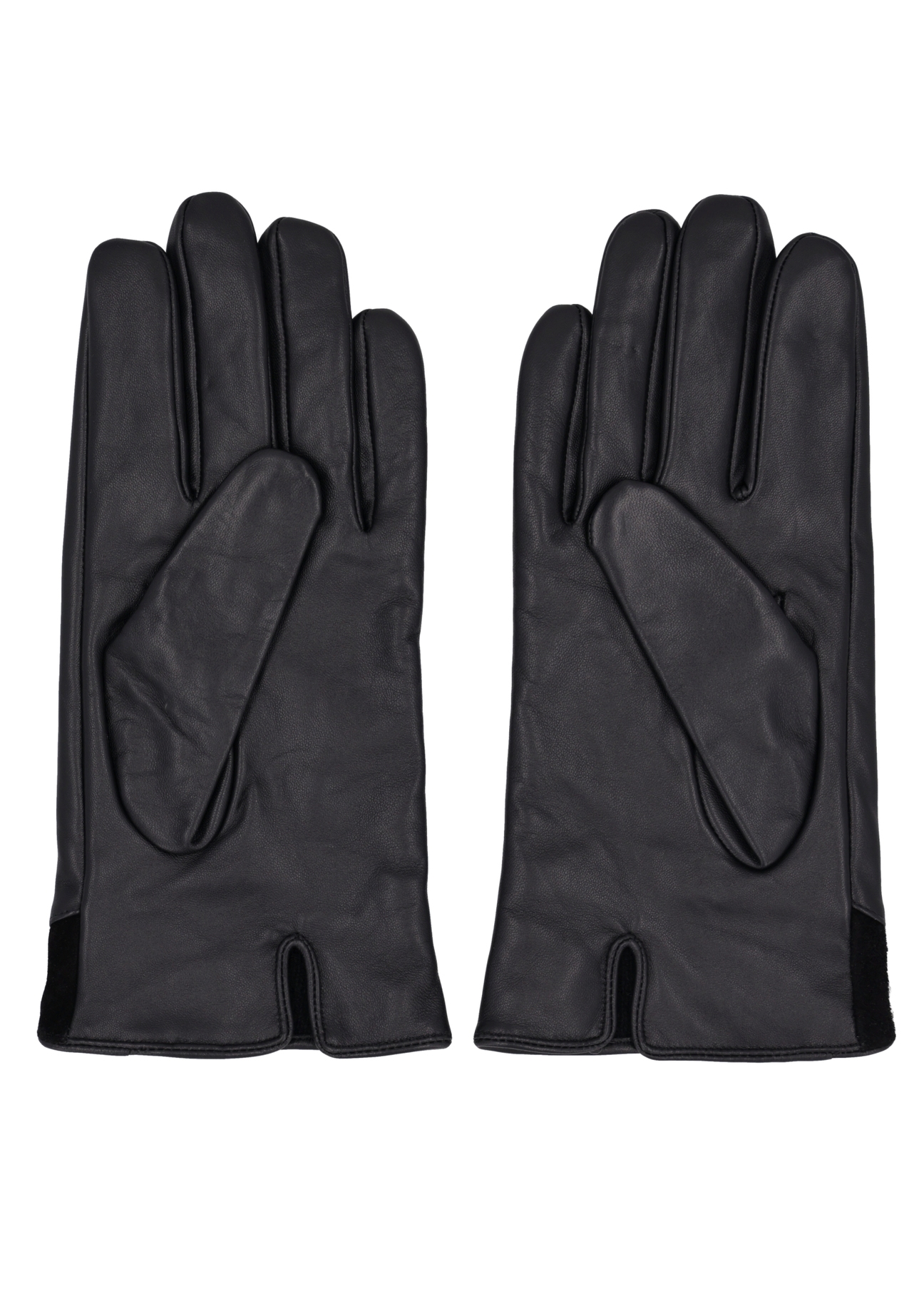 Men's black leather gloves REKMS-0090-99(Z26), product view from above, on white background.