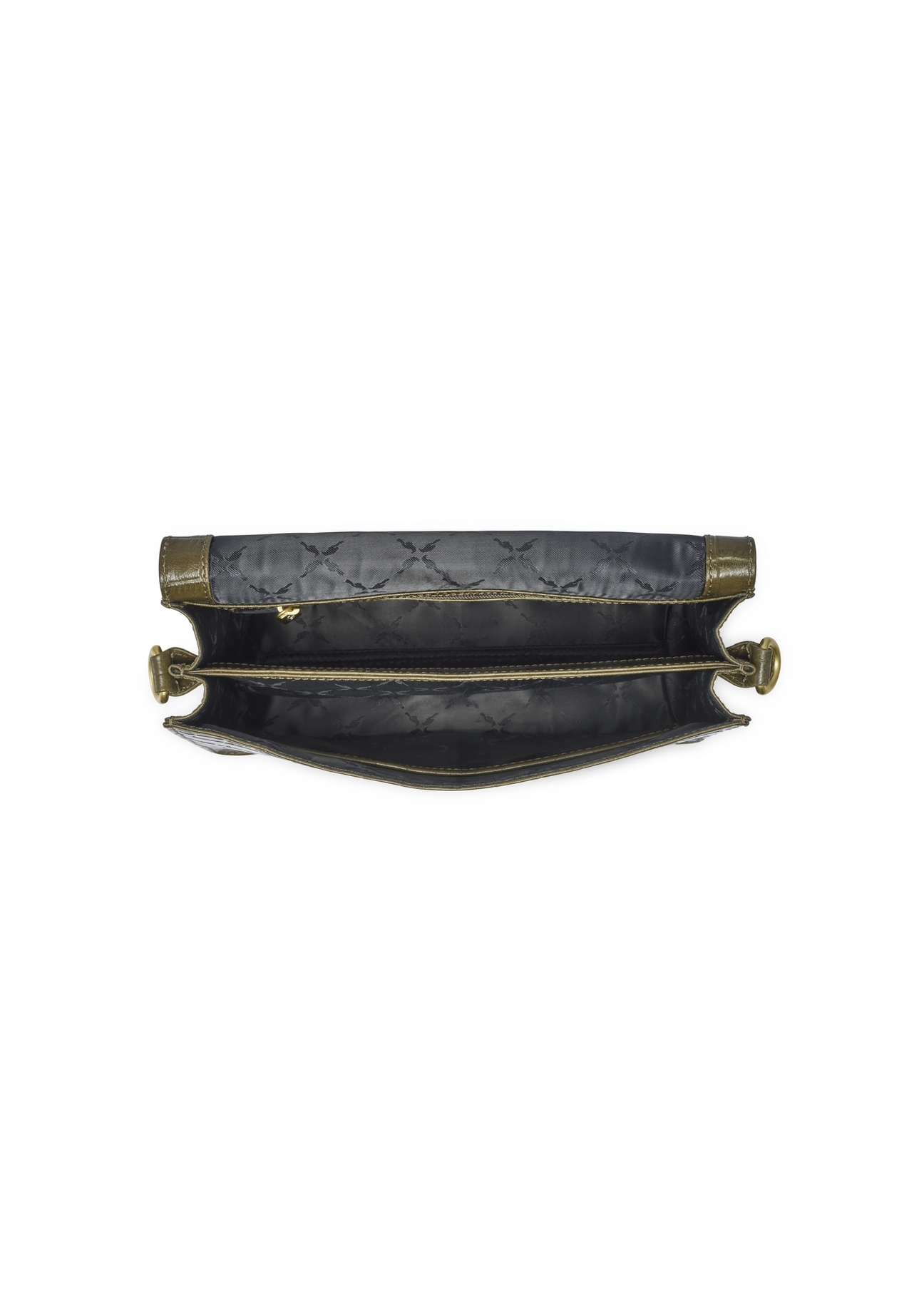 Croco leather women's handbag in khaki color TORES-1324-8D(Z26) - product view from above, on a white background.