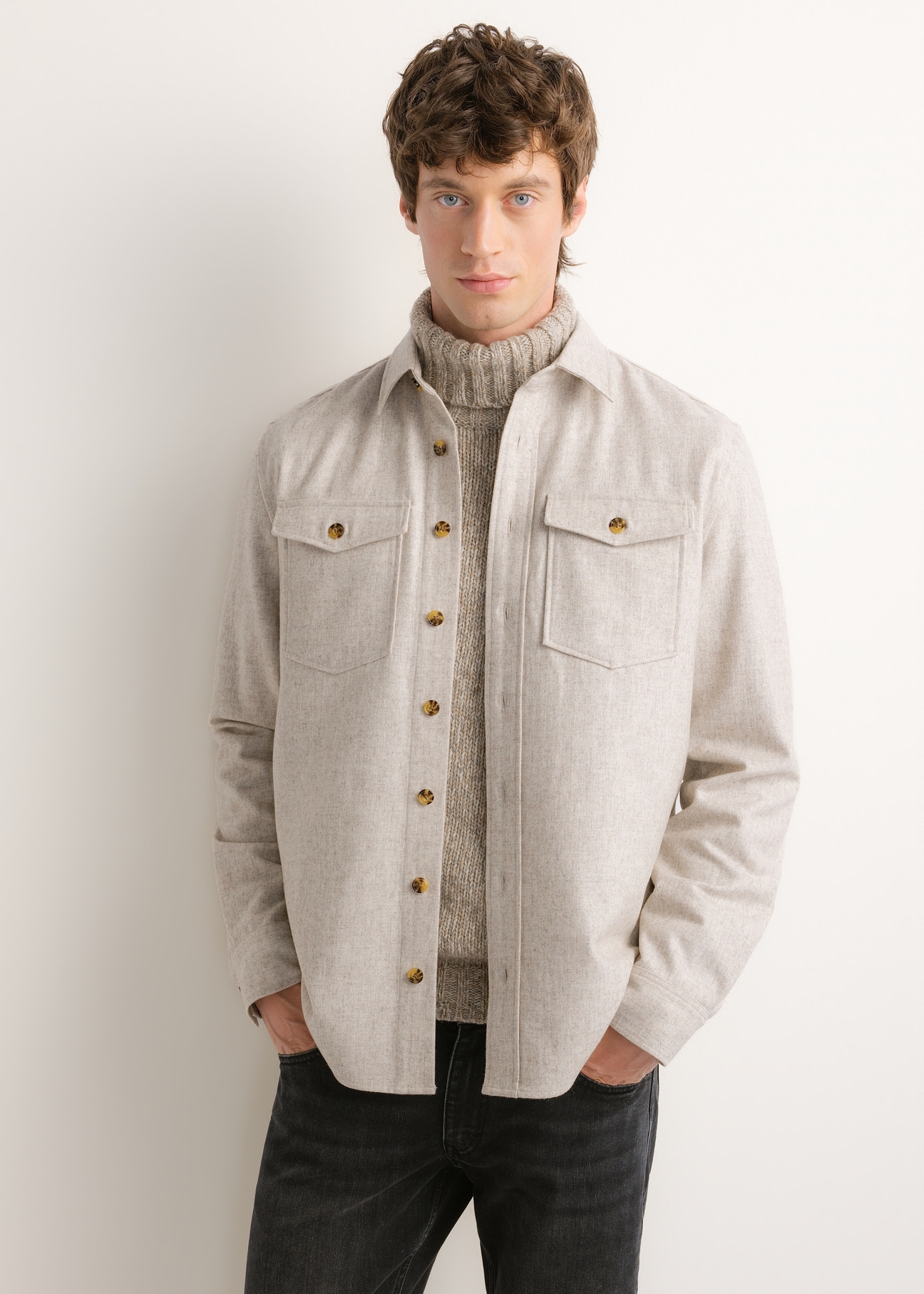 Men's oversized wool shirt KOSMT-0373-1A(Z26)