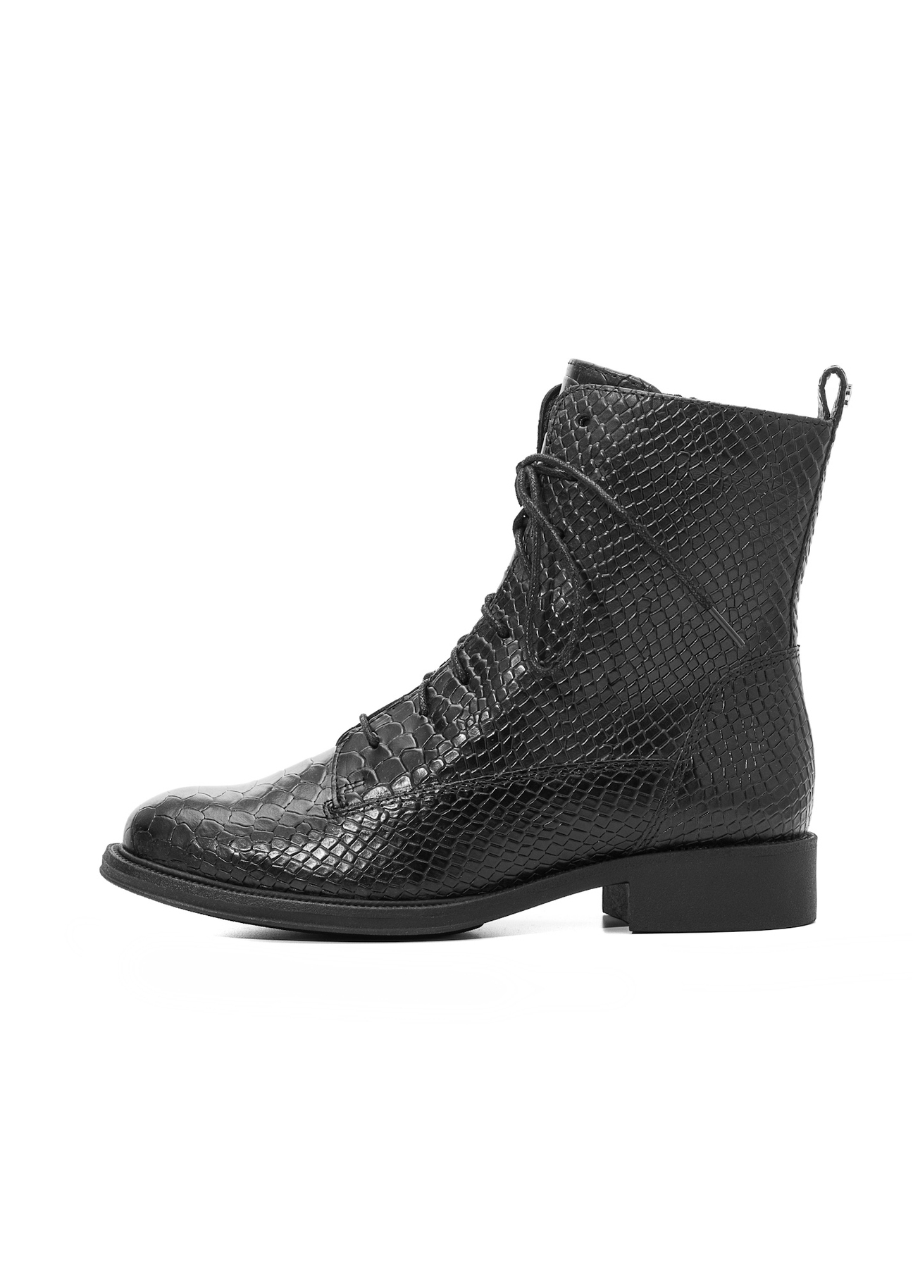 Women's leather ankle boots BUTYD-1200-99(Z25), side view of the product on a white background.