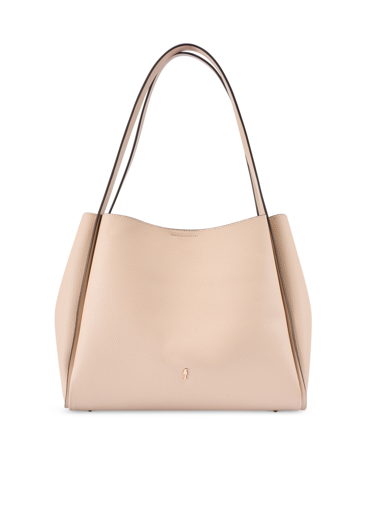 Beige women's shopper bag TOREC-1183-1A(W26) - front product view, on white background.