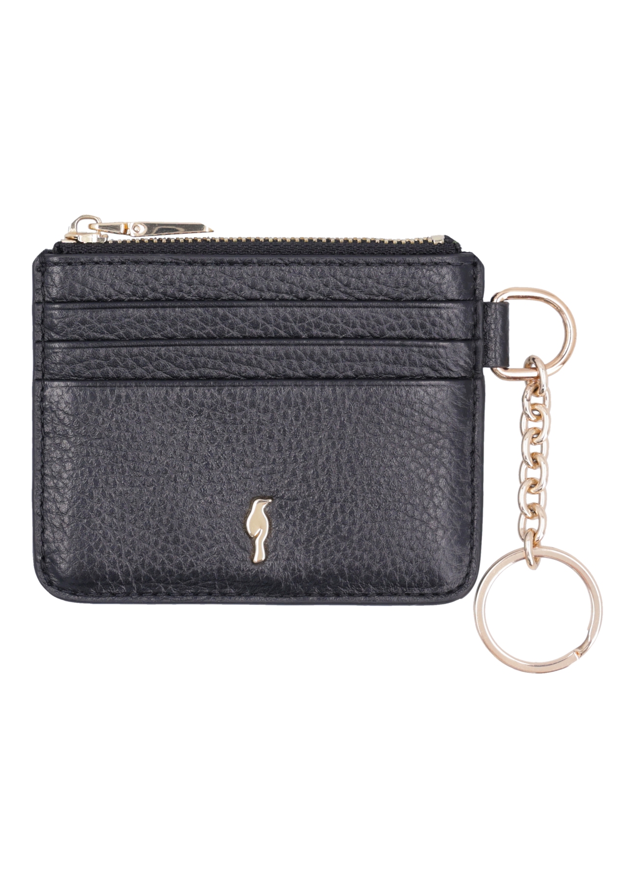 Black small leather women's wallet PORES-1013R-9I(Z26), front product view on white background.