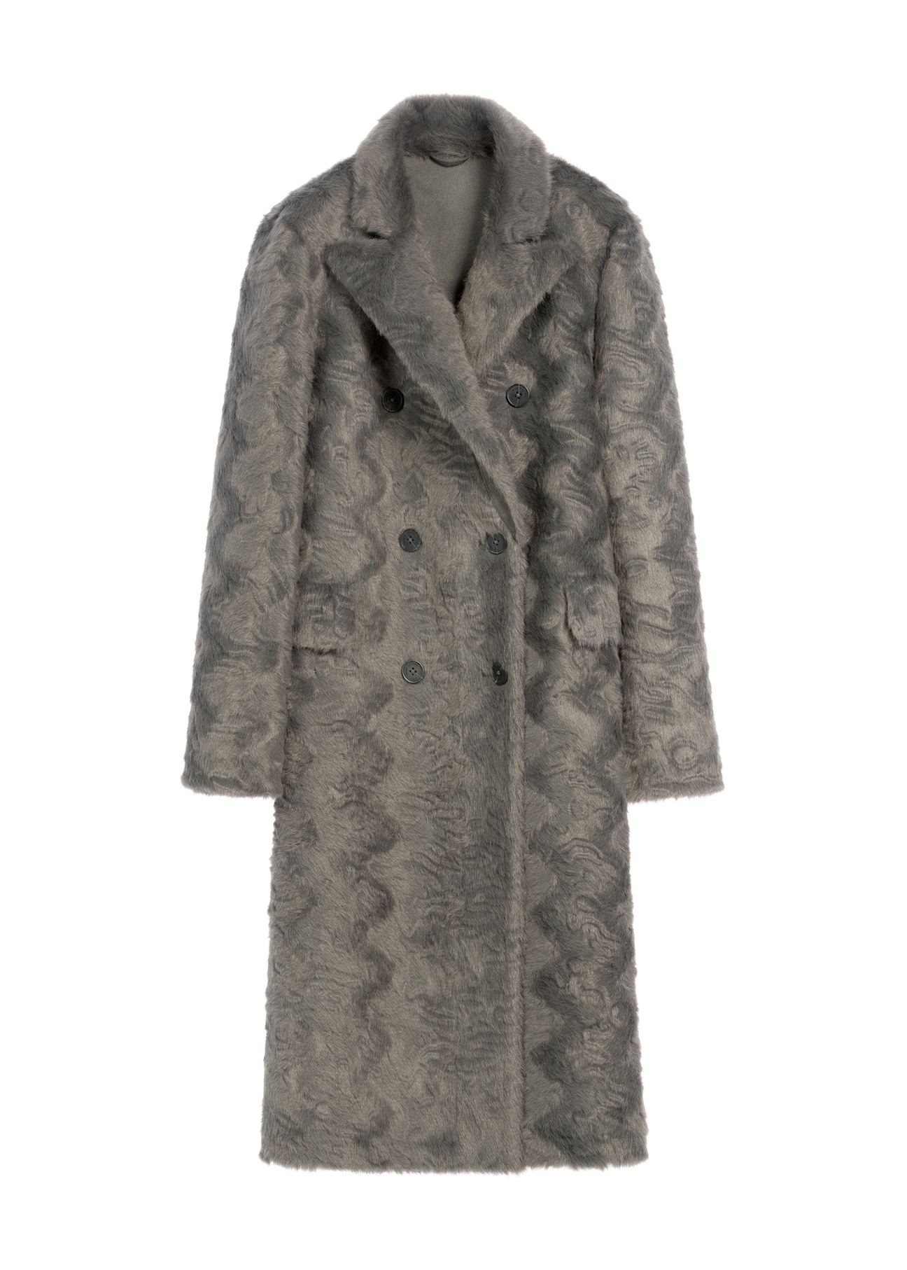 Gray long women's fur coat FUTDP-0066-96(Z25)