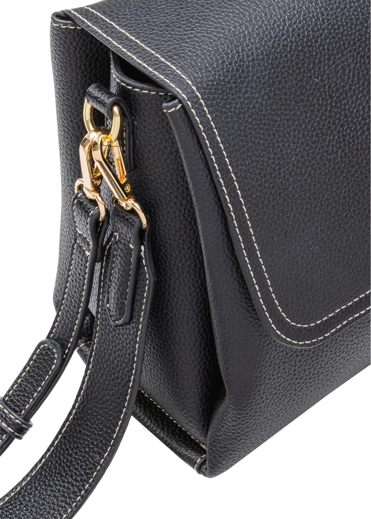Black women's shoulder bag TOREC-1061-99(Z25), close-up of product detail on white background.