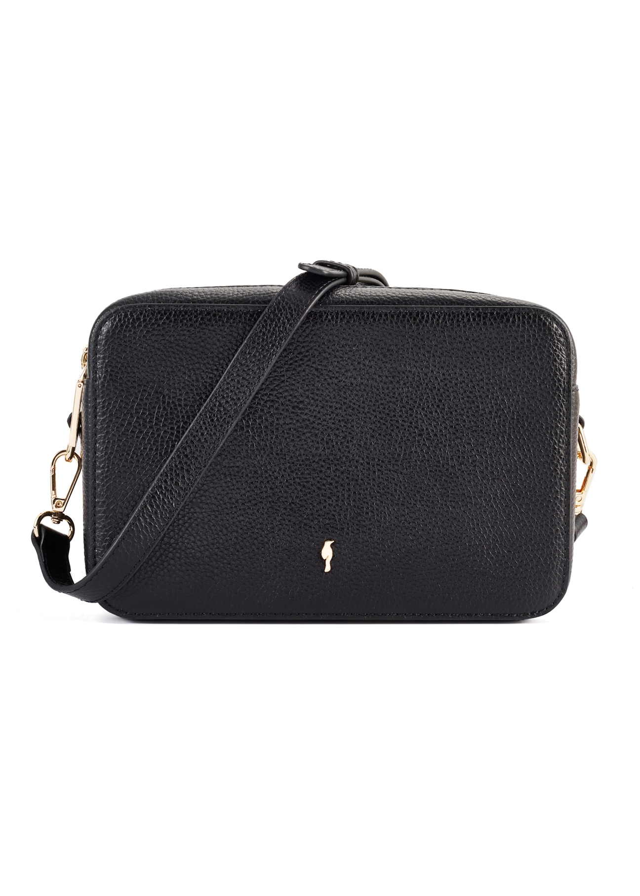 Women's leather handbag in black color TORES-1153-99(Z25), product view from the front on a white background.