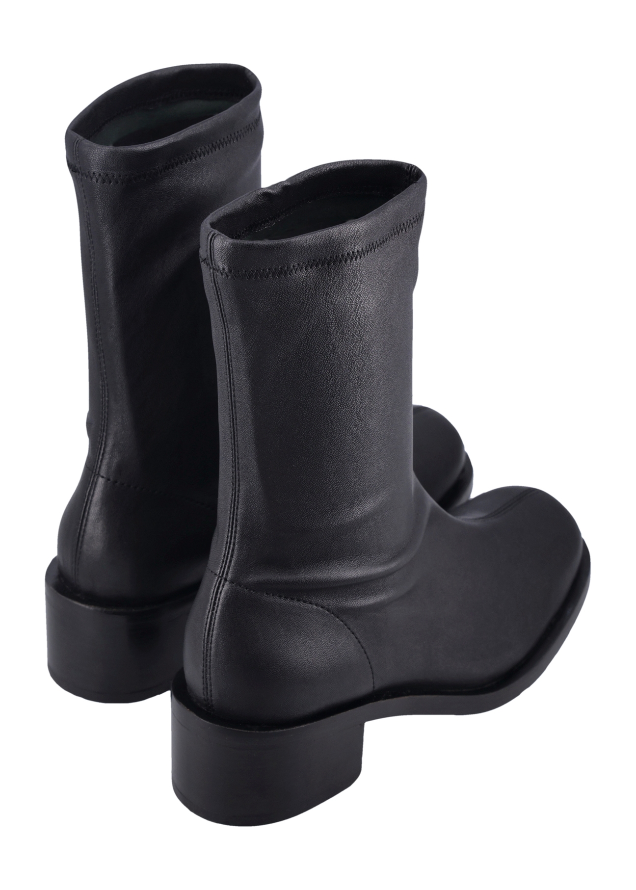 Black leather women's ankle boots BUTYD-1360-99(Z26), product view from the back on a white background.