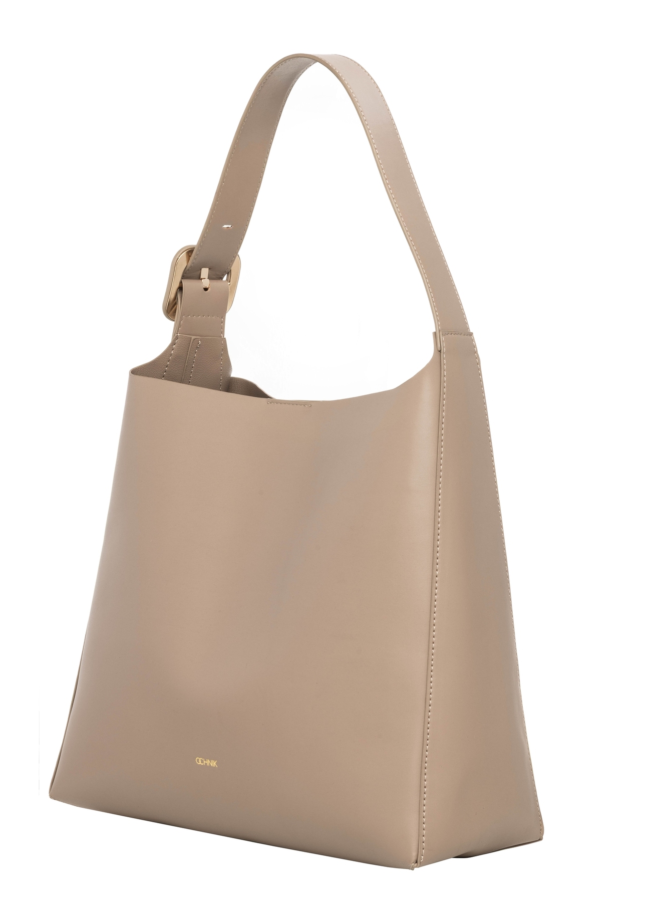 Large women's shoulder bag in cool beige color TOREC-1337-1K(Z26) - diagonal view of the product, on a white background.