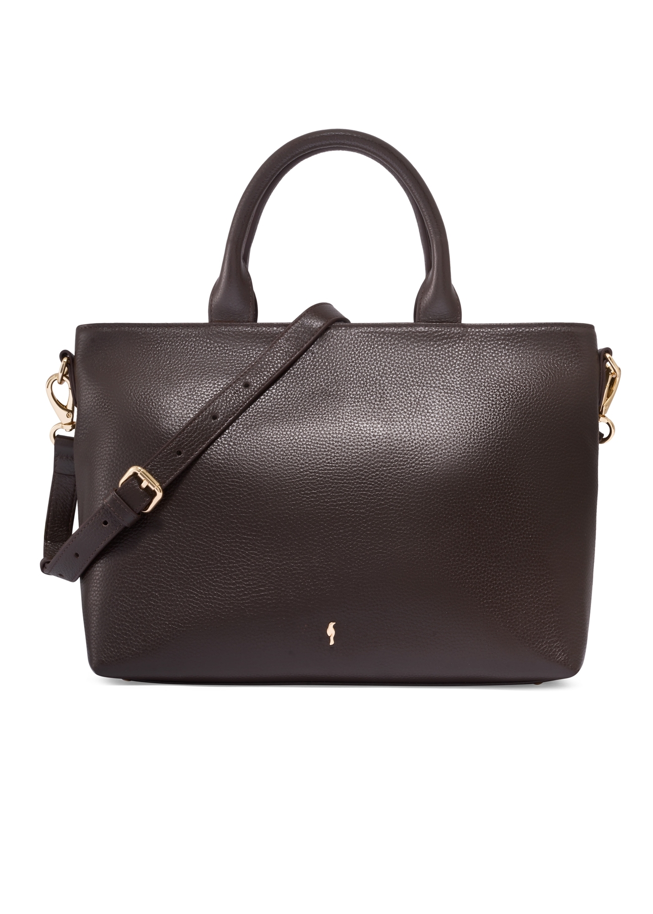 Brown large leather women's handbag TORES-1158-1I(Z26), front product view on white background.