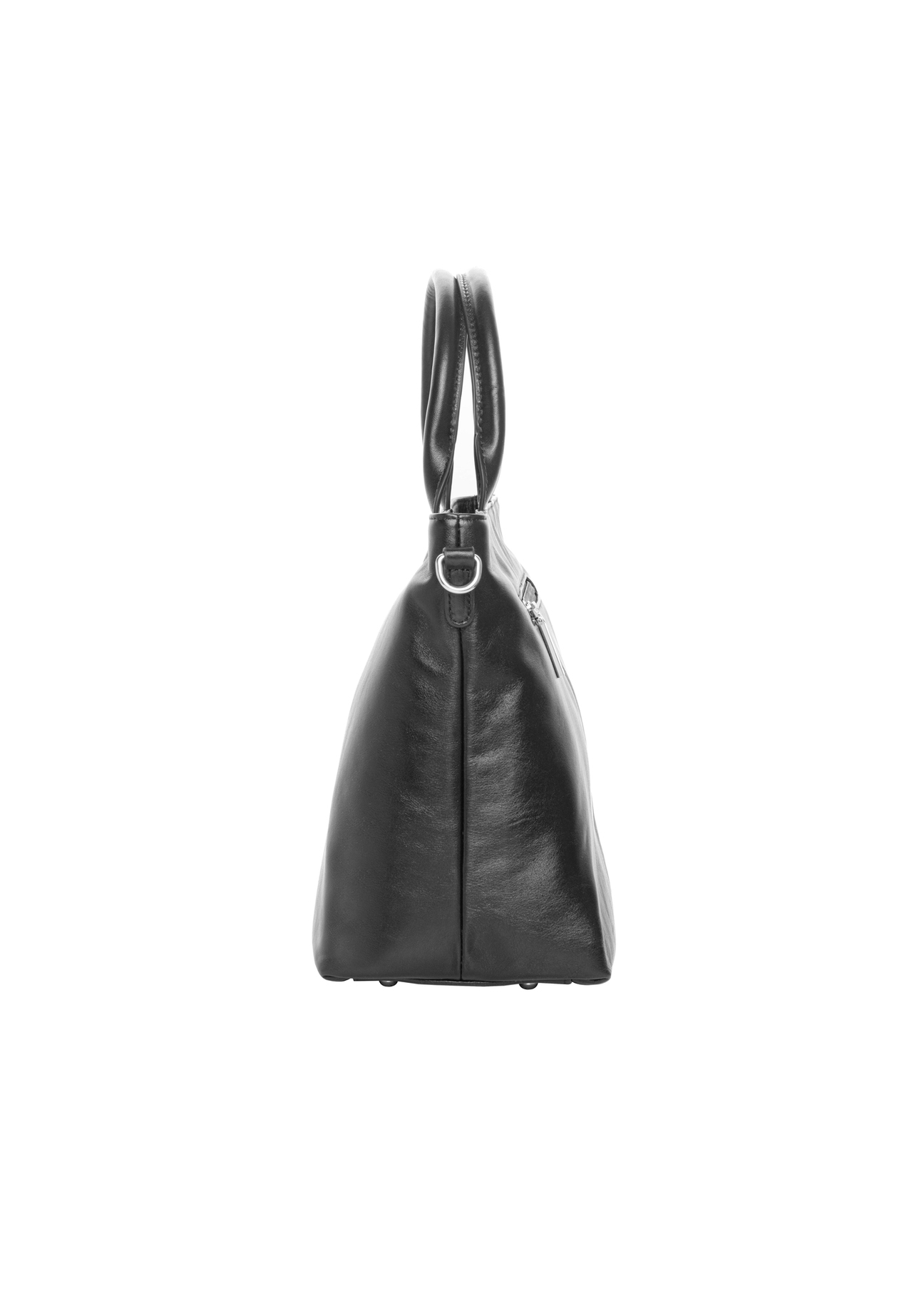 Black large leather women's handbag TORES-1158-99(Z25), product view from the side on a white background.