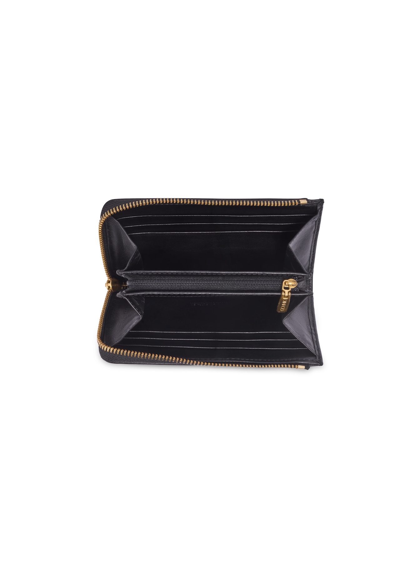 Black leather women's wallet PORES-0997-99(Z26), product view inside on a light background.