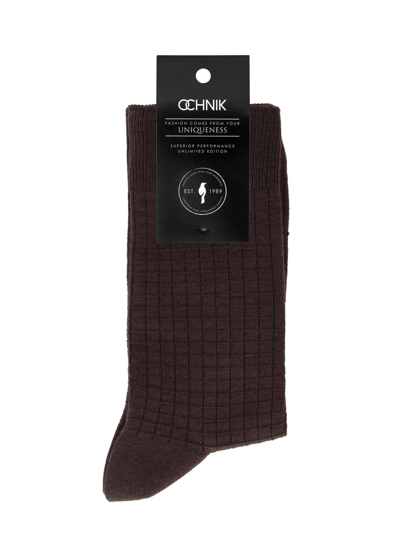 Long brown men's socks SKAMT-0178-89(Z23)-02