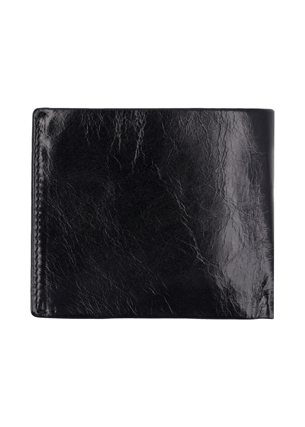 Black leather men's wallet PORMS-0738-99(Z26), product view from the back on a white background.