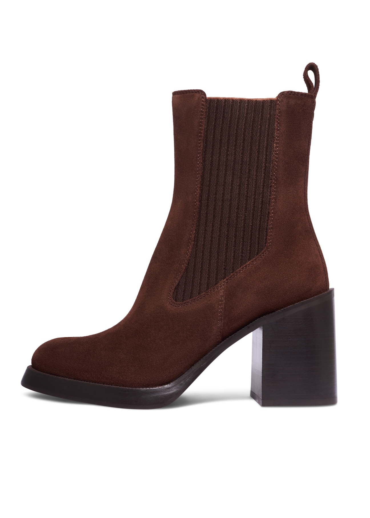 Women's suede high-heeled Chelsea boots BUTYD-1356-1L(Z26), side view of the product on a white background.
