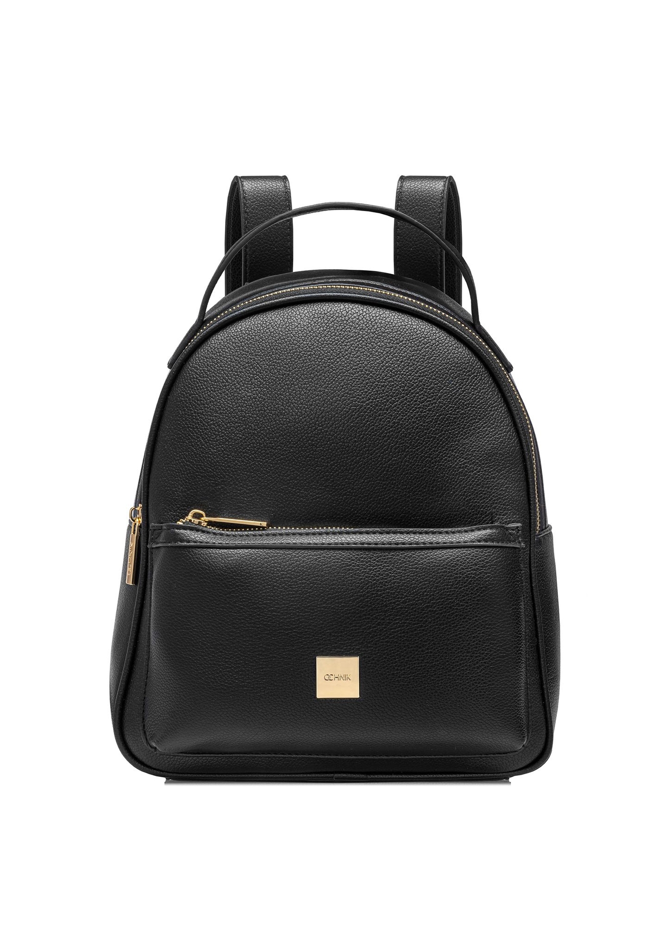 Black women's imitation leather backpack TOREC-0920-99(W26) - front product view, on white background.