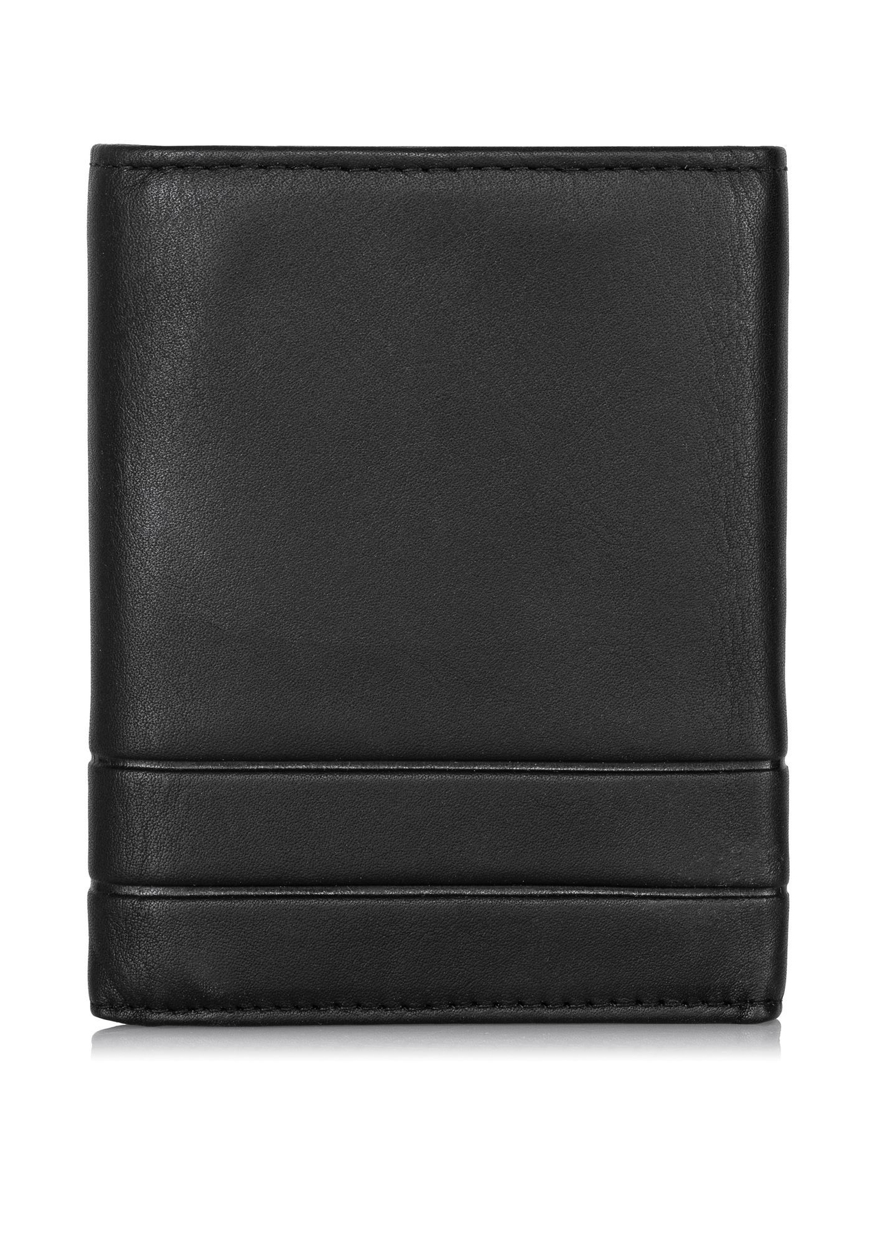 Black leather men's wallet with snap closure PORMS-0549A-99(Z25), product view from the back on a white background.